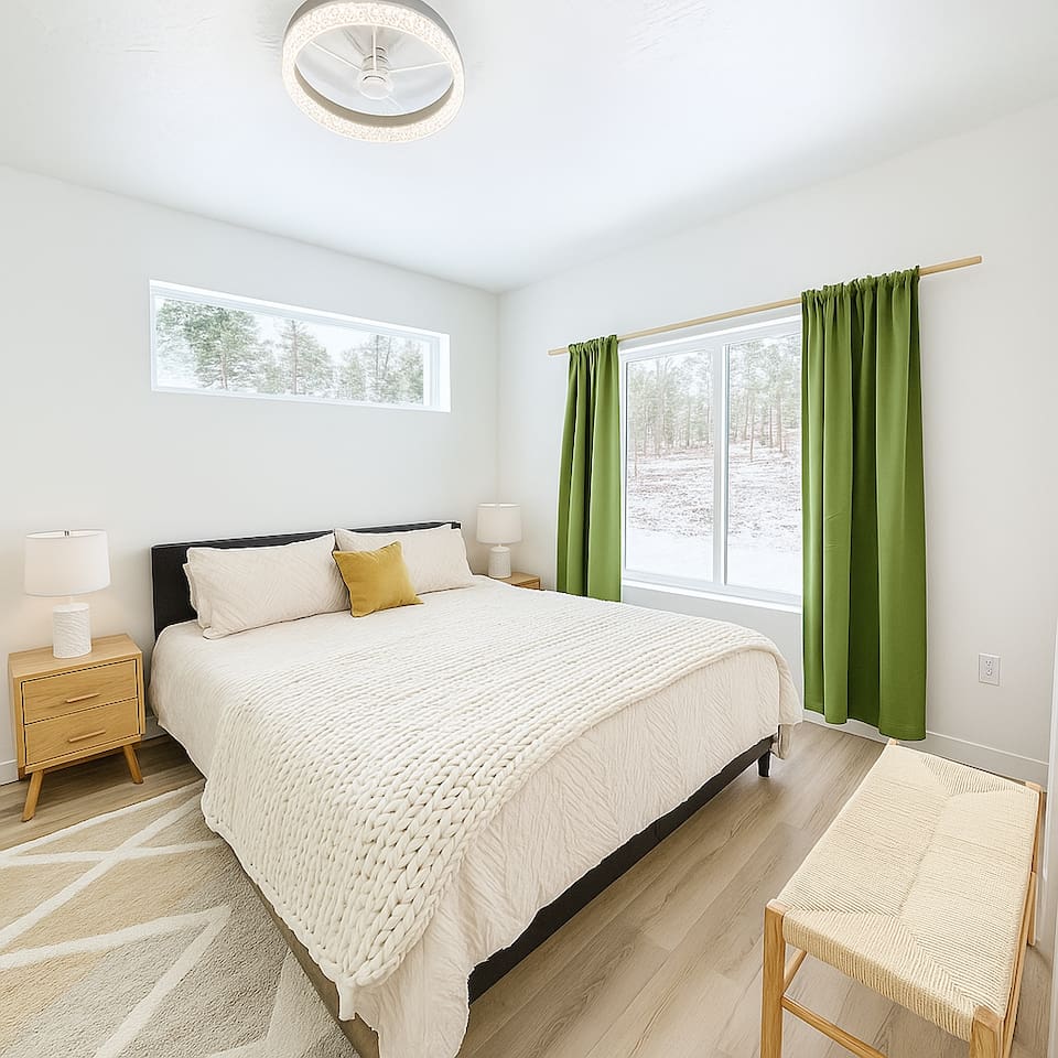 Wake up to a beautiful view with forest and if you’re lucky…snow right outside your window ❄️