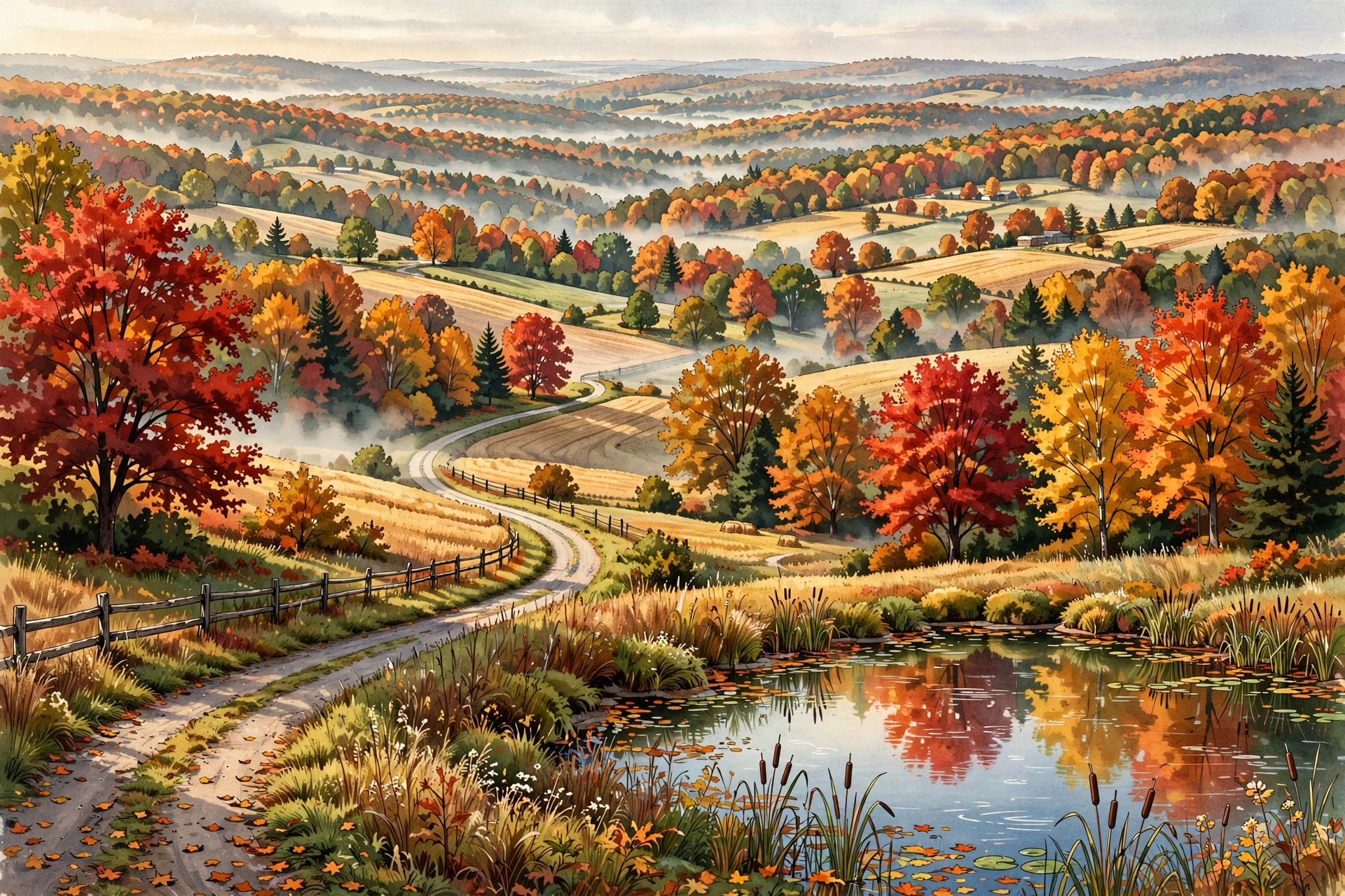 Endless Mountains rolling hills in peak autumn color