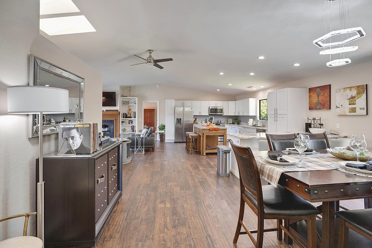 The open living area flows naturally into the kitchen and dining space.
