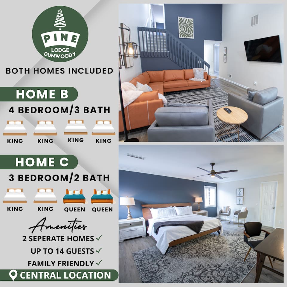 7 Br / 5 Ba | 2 Homes Sandy Springs Near Buckhead - Roswell, GA