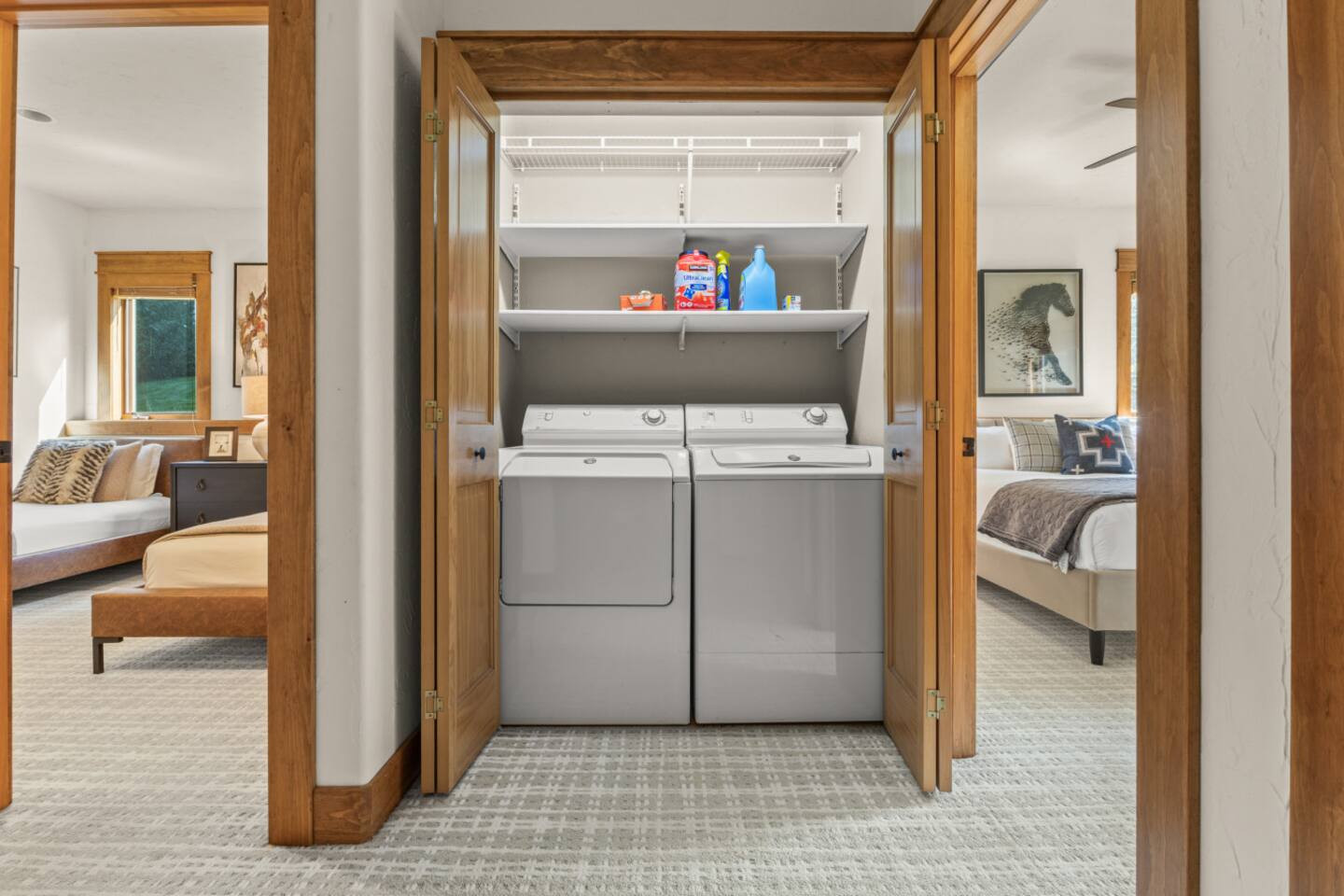 Laundry Closet | Bedrooms #2 and #3 in Background 