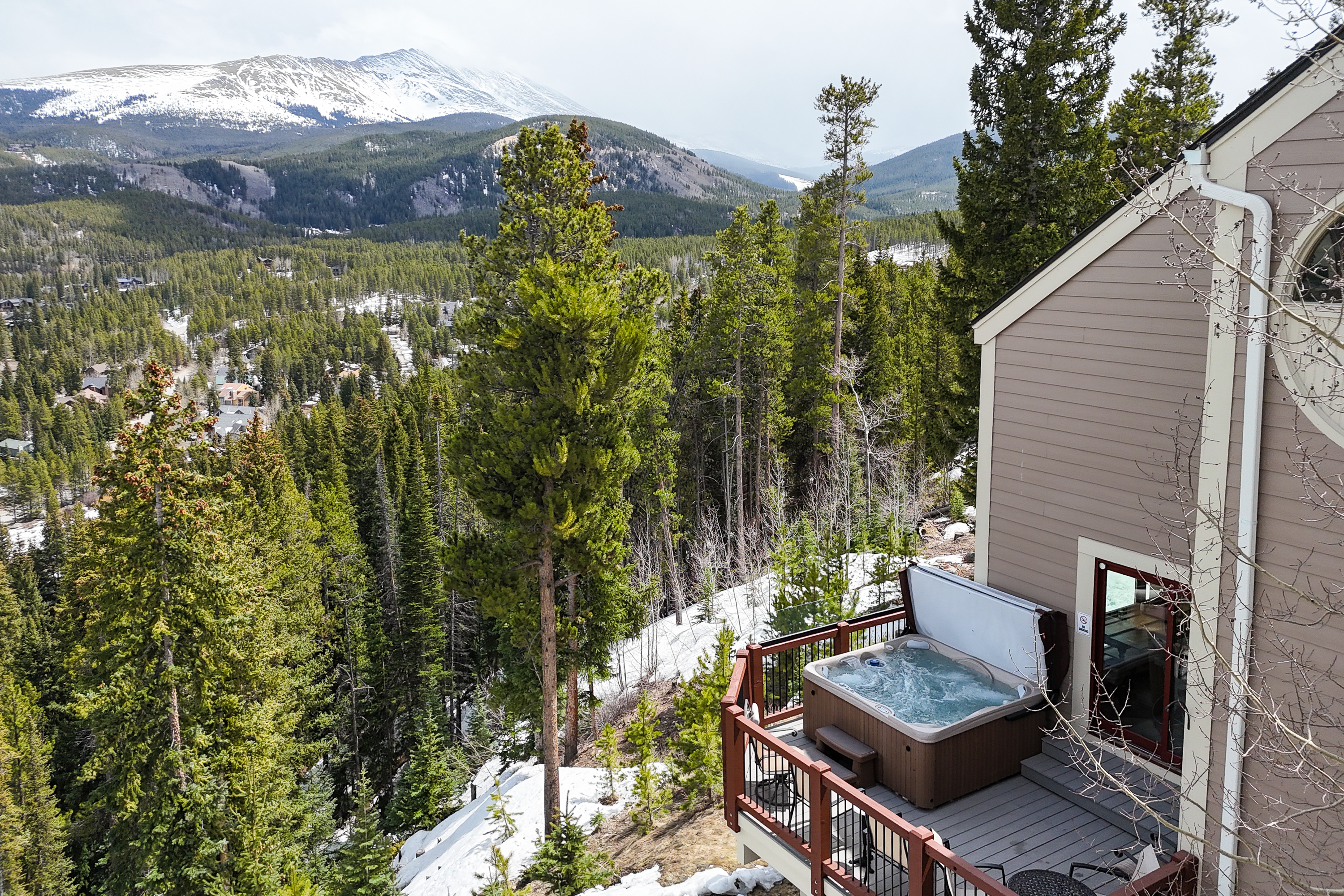 The Sunrise Point hot tub has some of the most outstanding panoramic views in all of Breckenridge