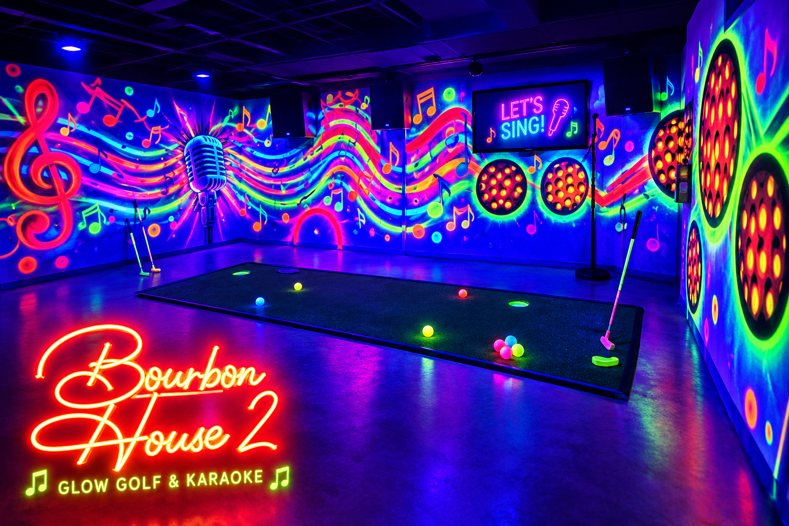 Glow Golf and karaoke room
