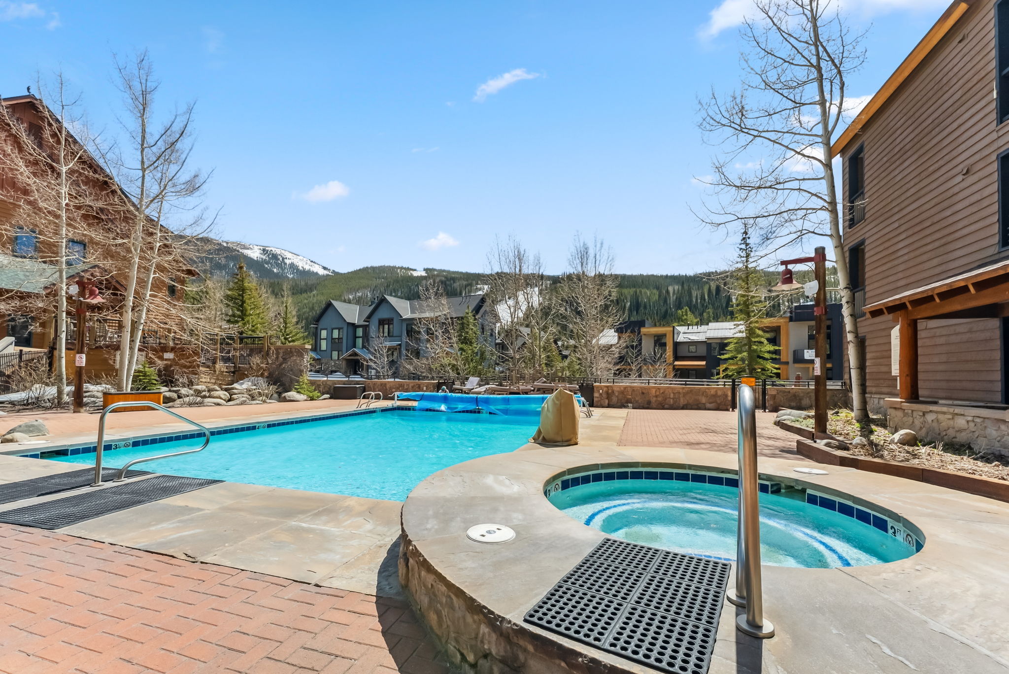 Outdoor heated pool and hot tub