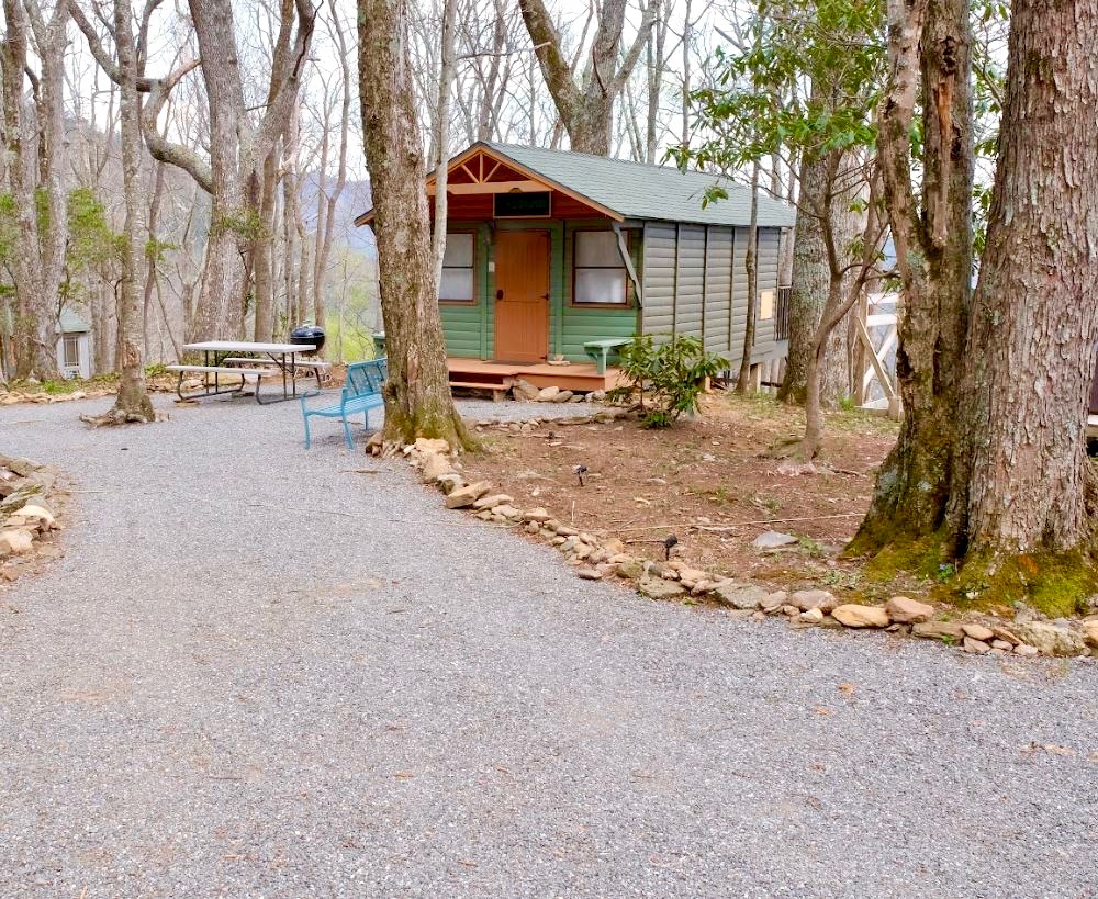 Private picnic table, charcoal grill, and easy parking right in front of your cabin.