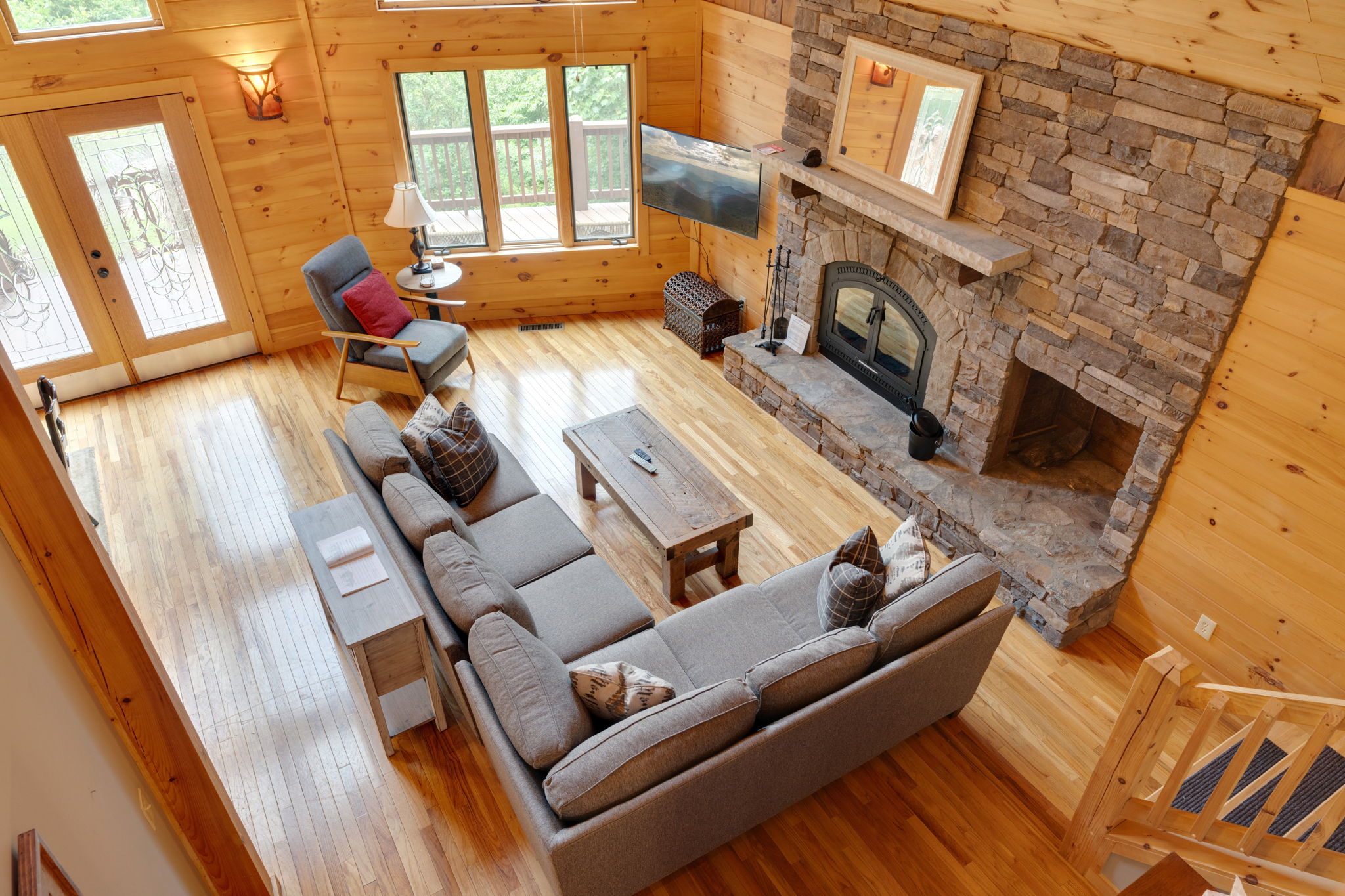 View of living room from the loft