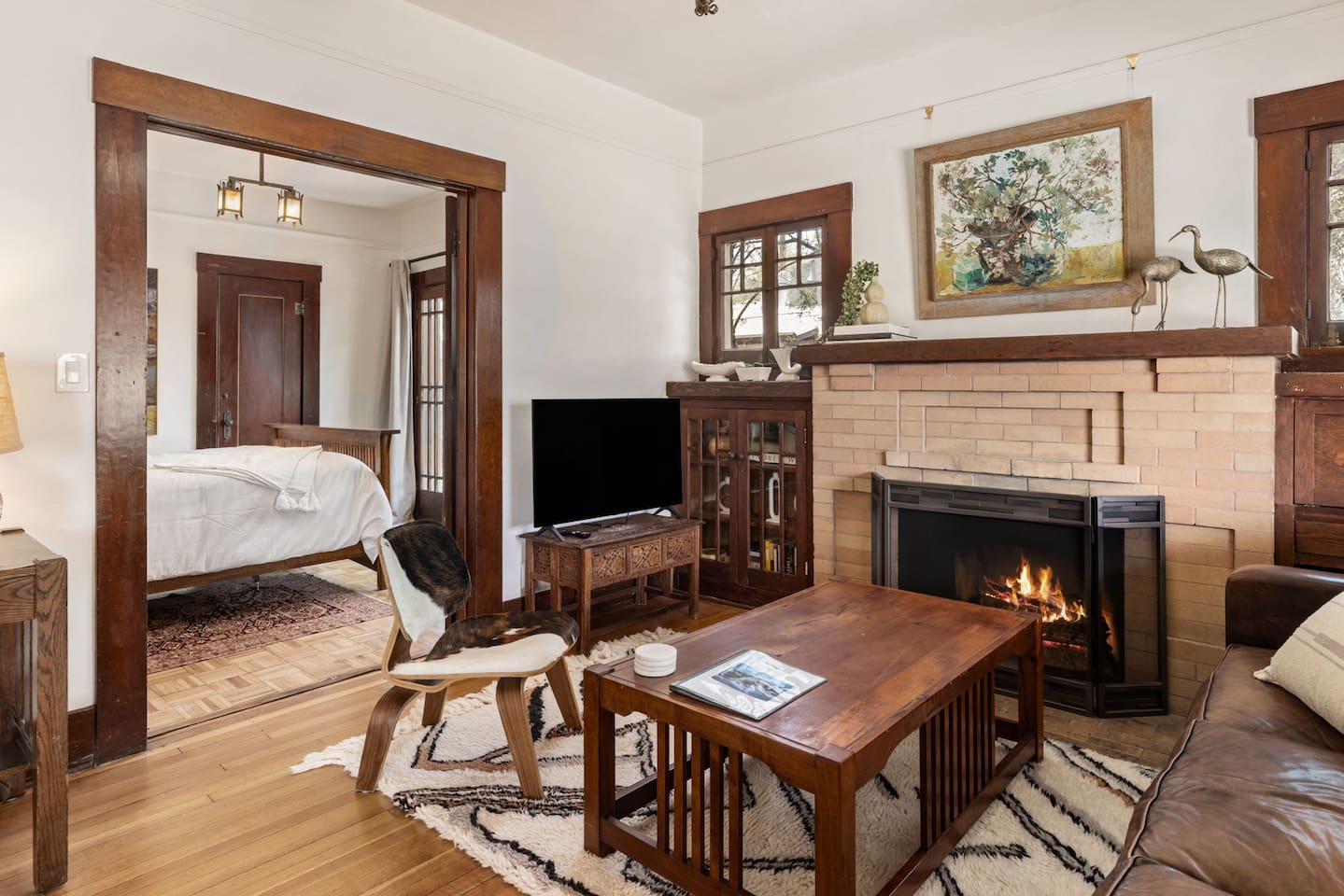 original fireplace and built-ins