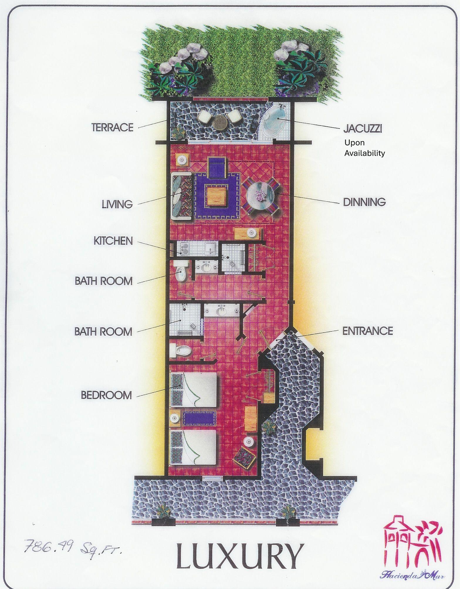 Luxury Owner Suite Floorplan at Hacienda Del Mar Cabo, Vacation Travel Exclusives