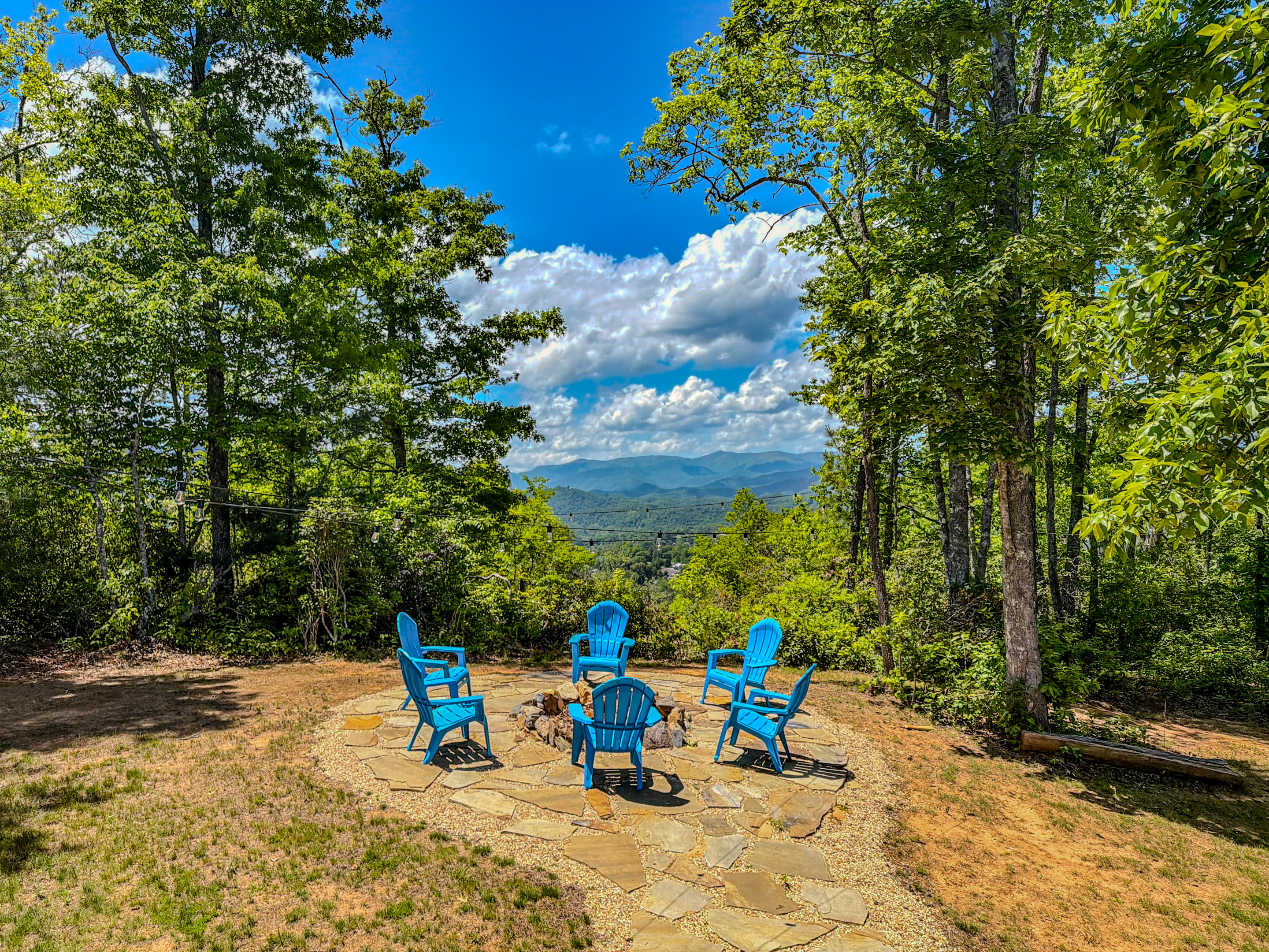 stunning fire-pit area overlooking The Great Smoky Mountains!