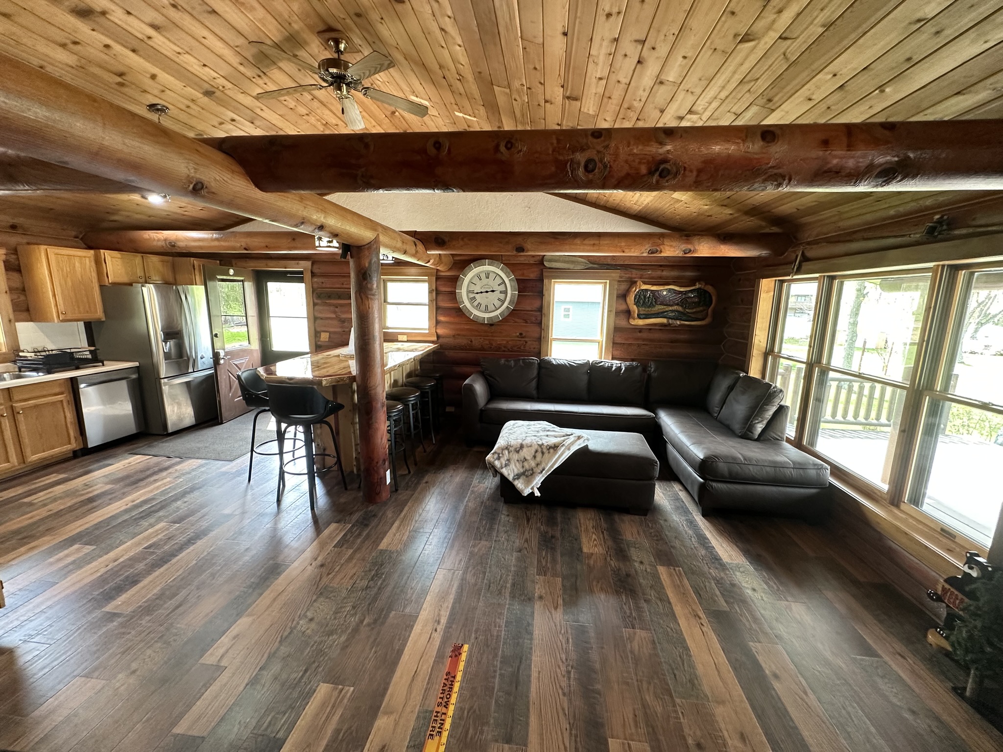 Living Room with Smart TV, Dart Board, Gas Fire Place. Overlooks the water