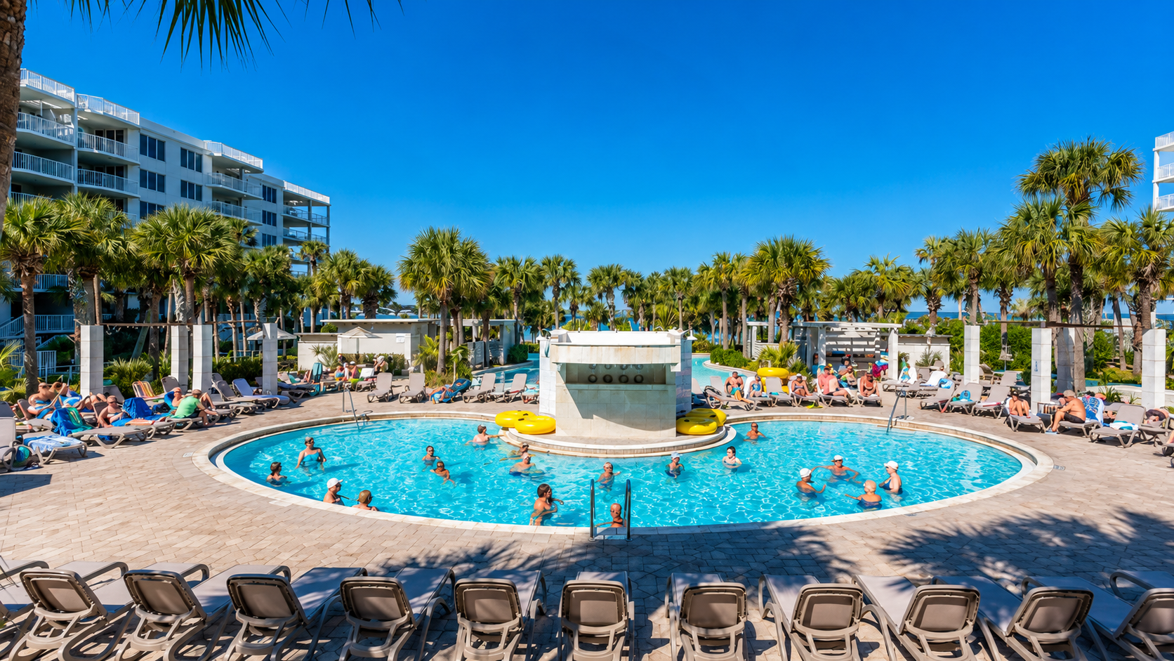 Bayside waterfall heated pool