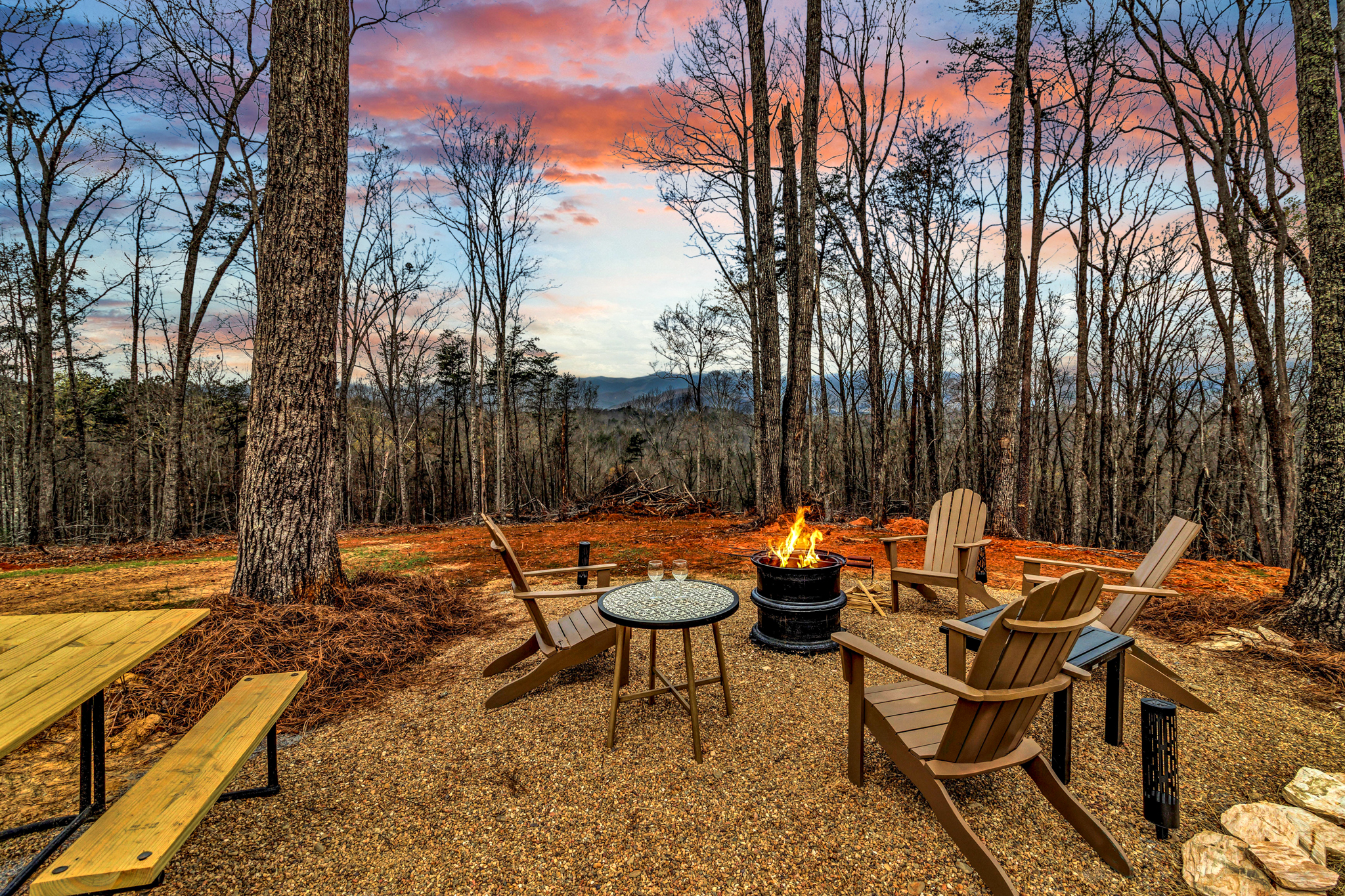 Fire Pit and Mountain Views