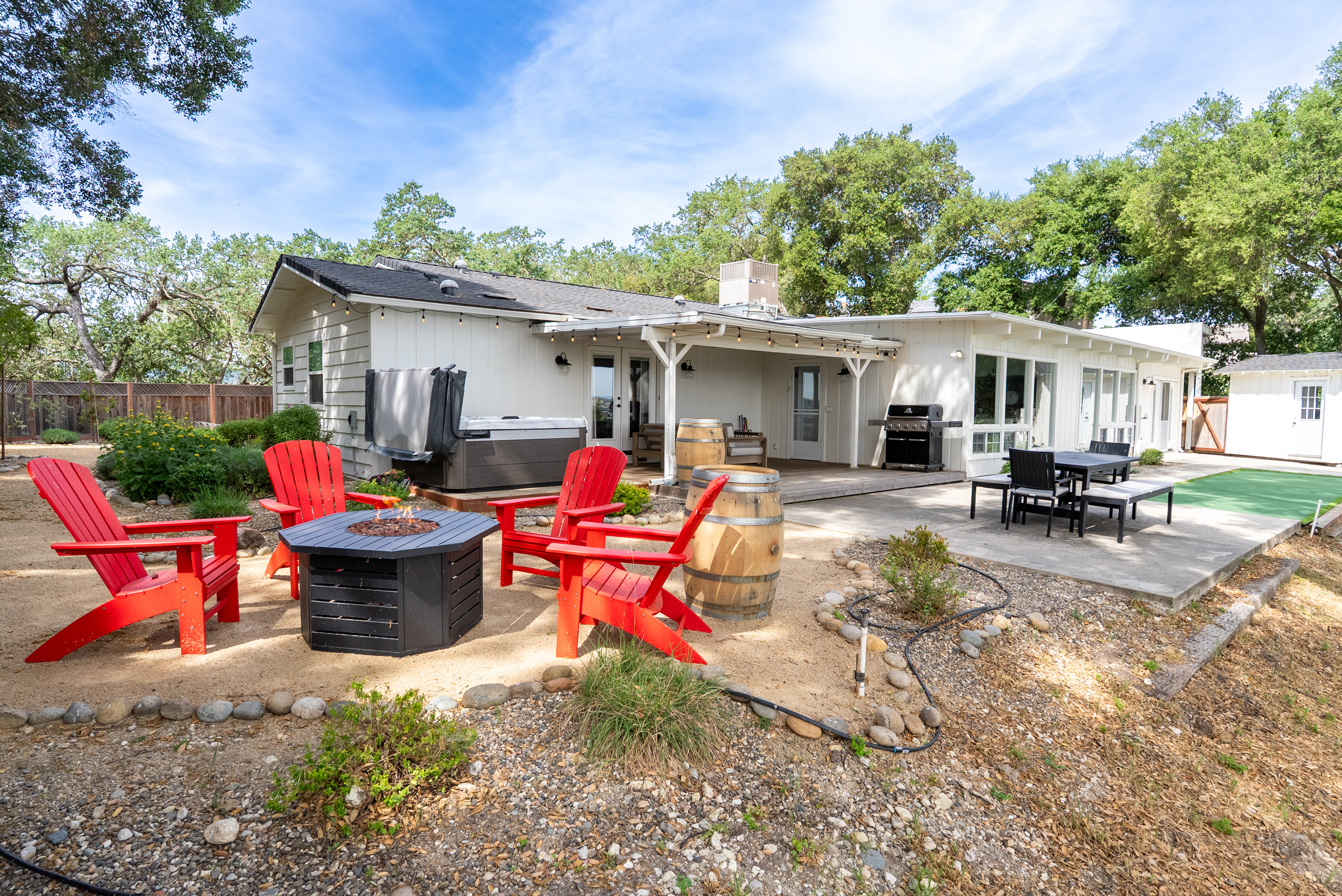 Gather around the fire pit for cozy evenings under the open sky.