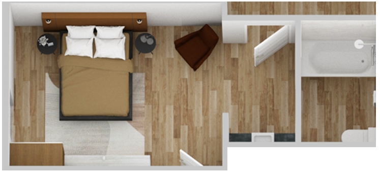 Actual image of newly remodeled floor plan.