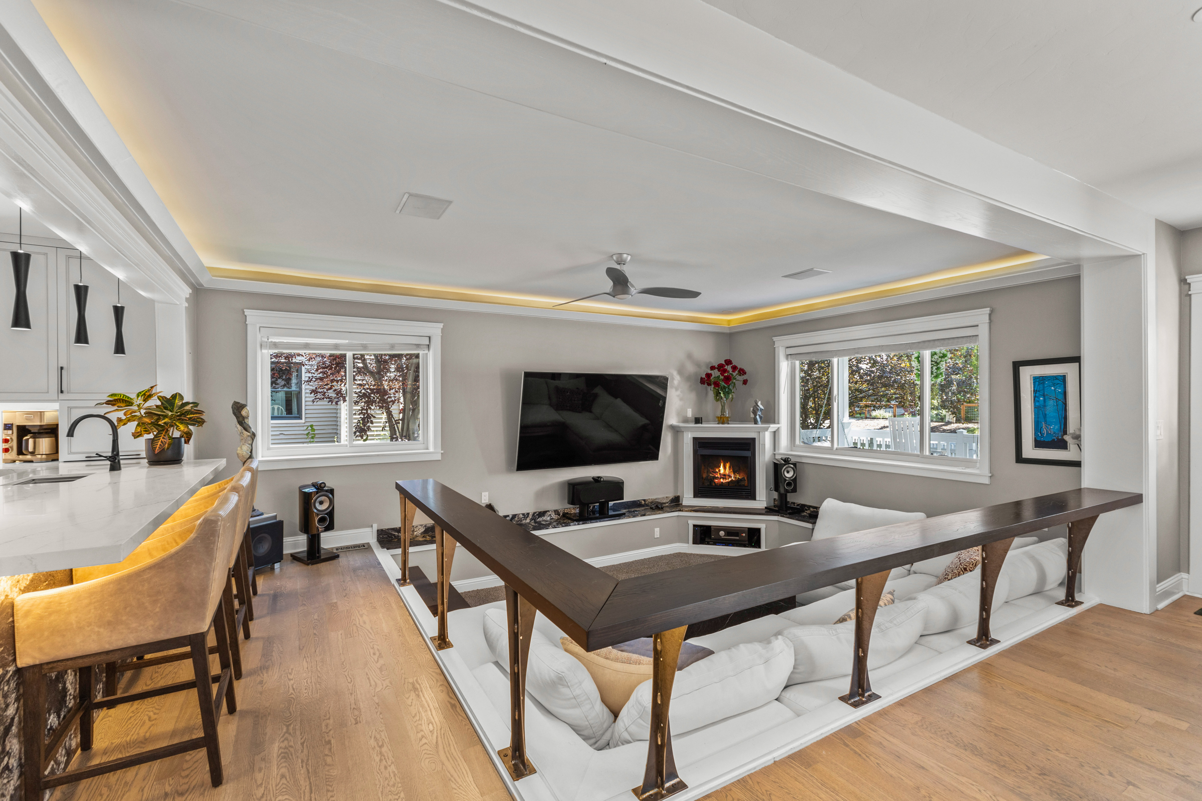 Living Room | Smart TV and Fireplace