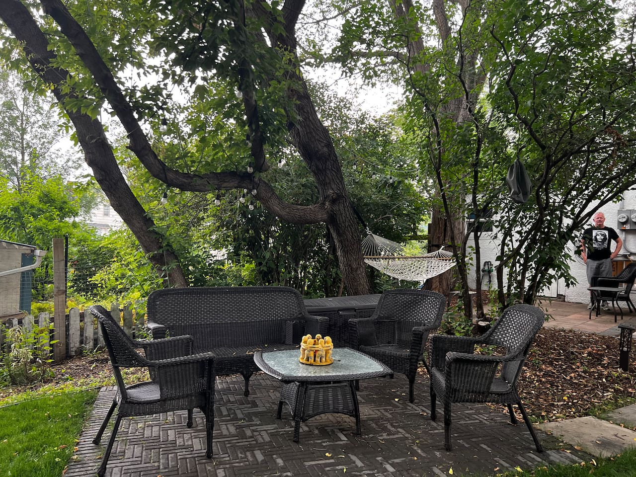 Hammock and outdoor seating area — seasonal use