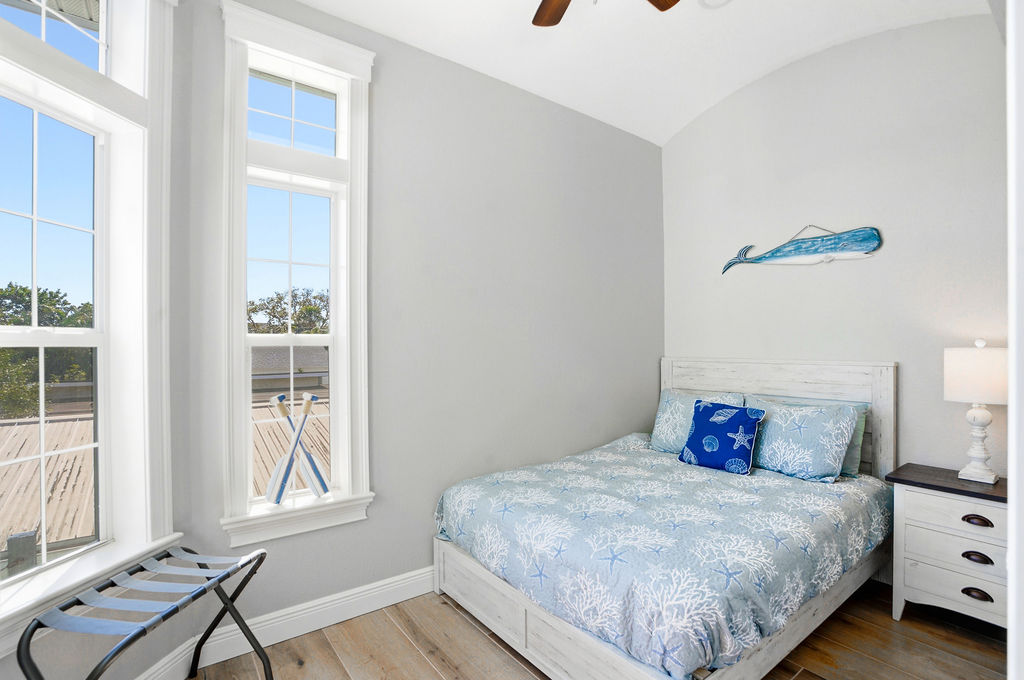 Bedroom two offers a queen bed and is on the second floor.