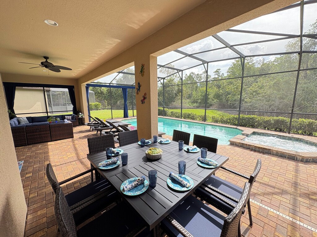 Dining out? This beautiful patio dining set seats 8
