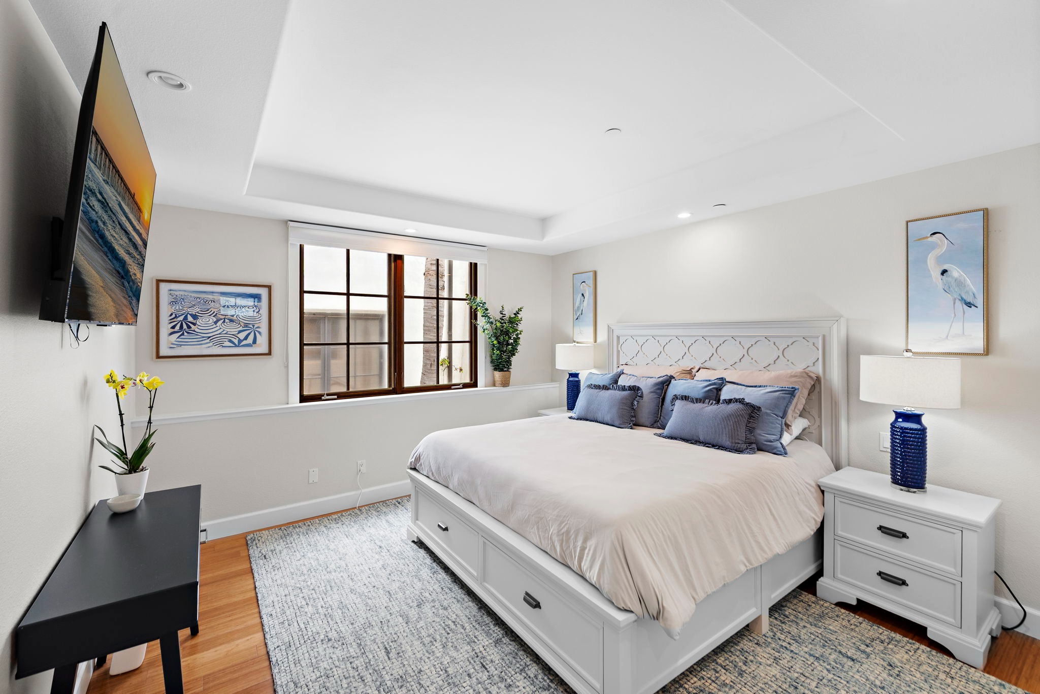 Sleep soundly on our new premium king mattress and fine linens.