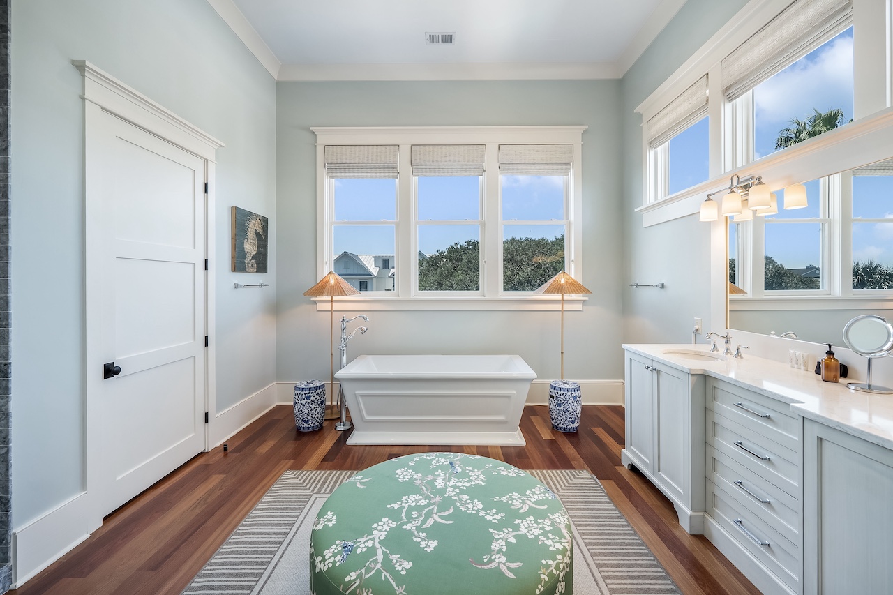 Bathroom 1: Shower + Tub Shore Thing | 4001 Palm Blvd | Isle of Palms, SC | IOP Escapes