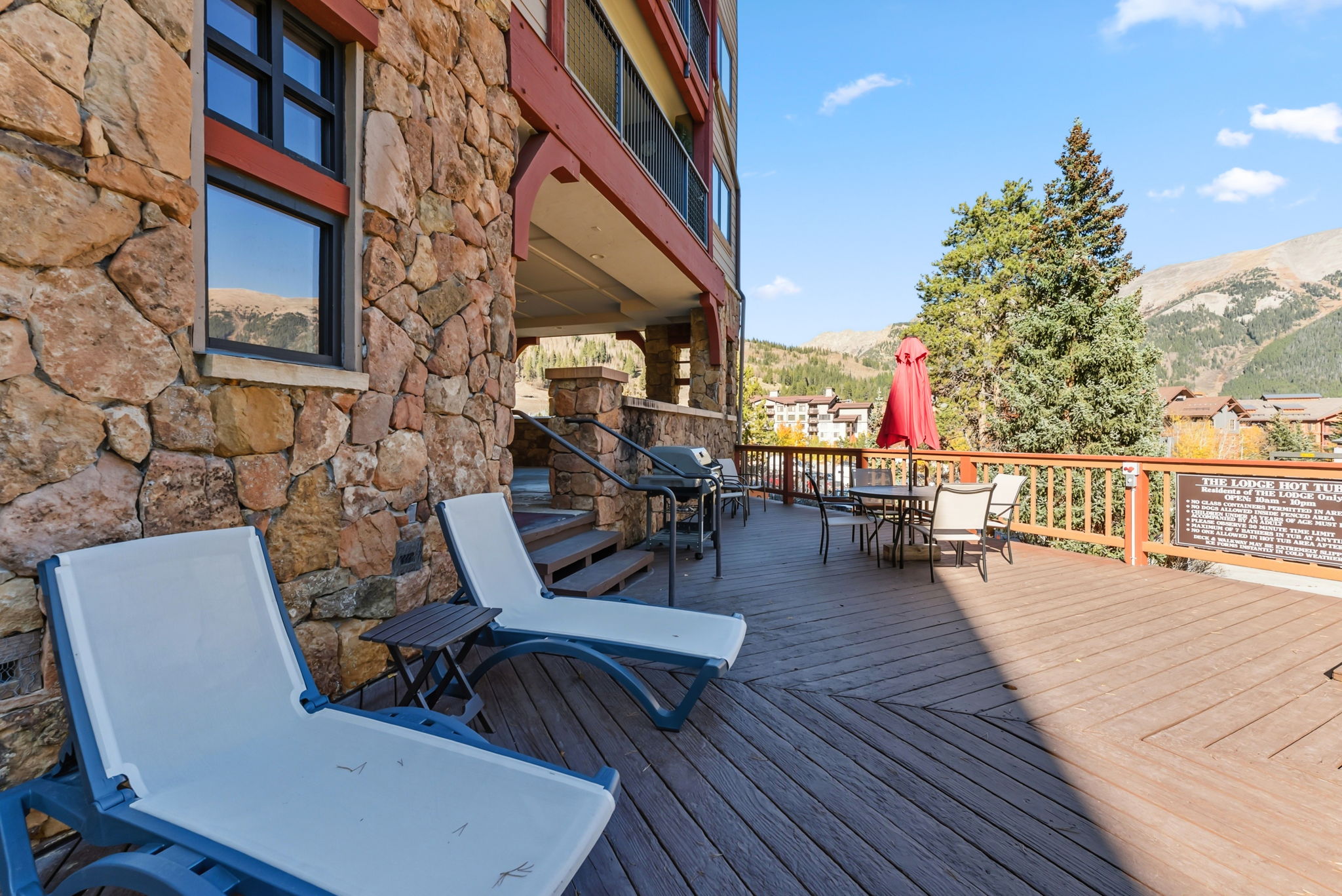 First floor shared deck with mountain views
