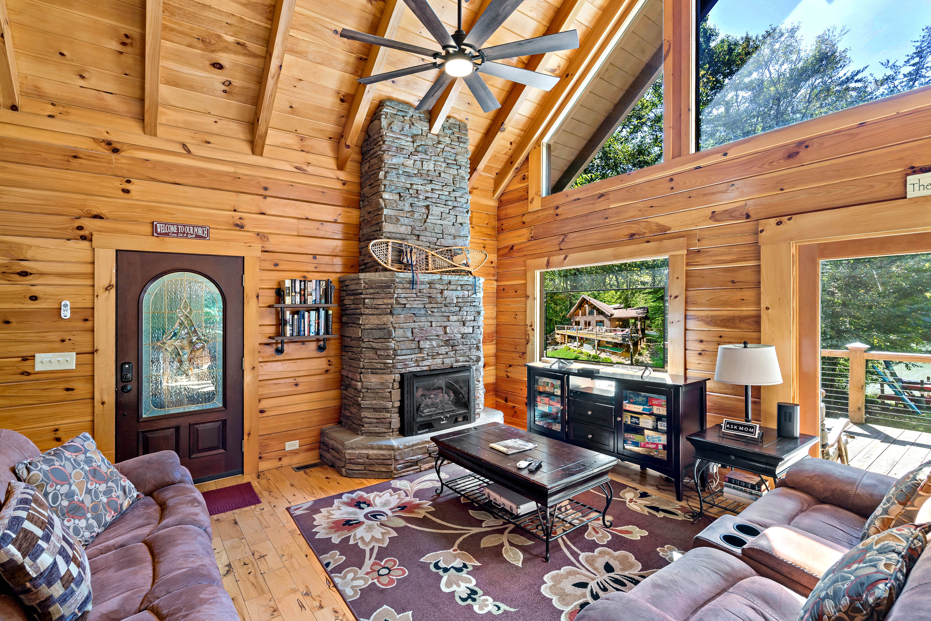 Large gas fireplace