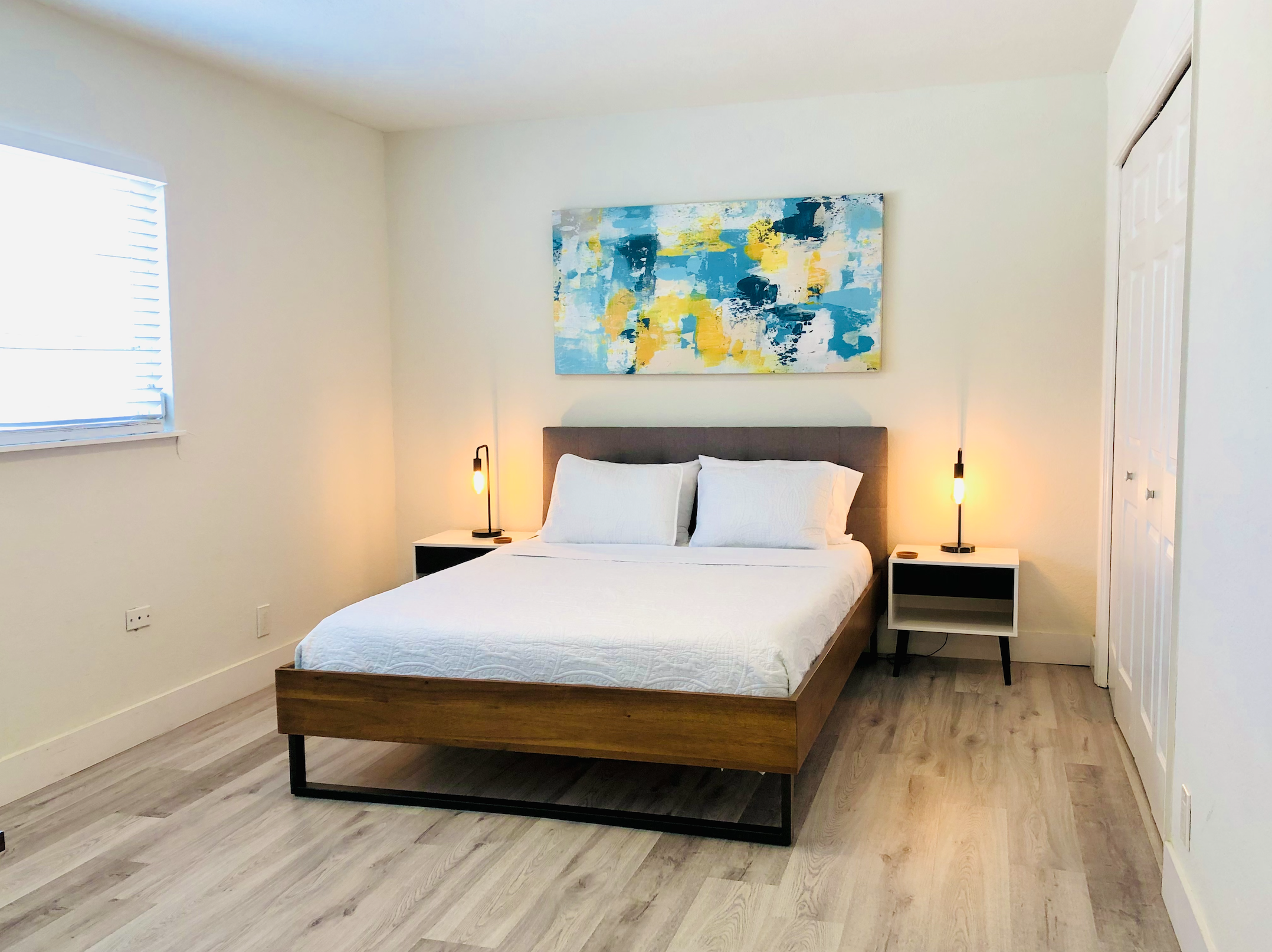This is your bright Pier Walk master bedroom, located on Deerfield Beach Island!