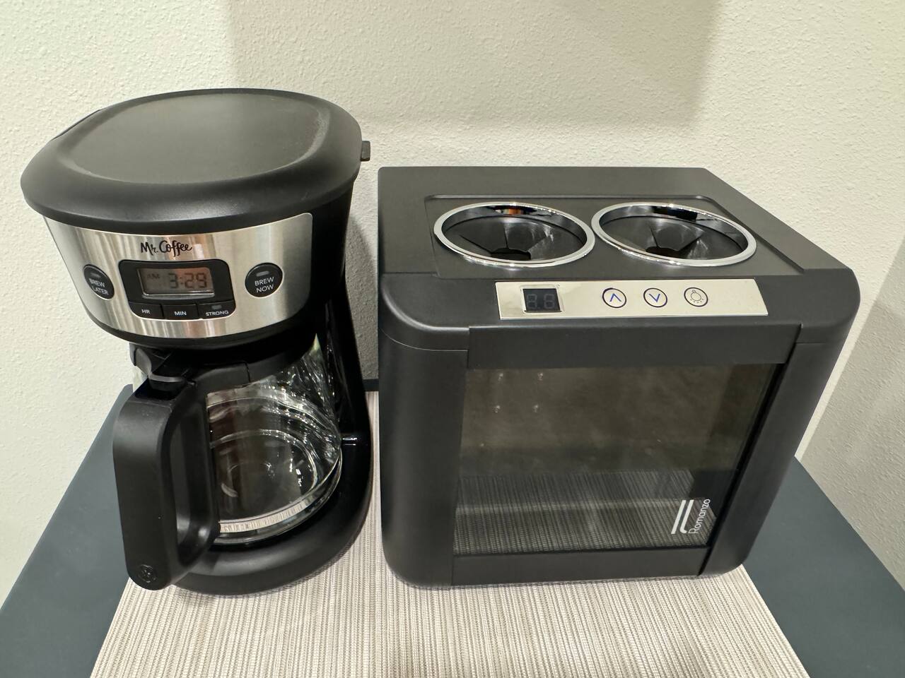 Drip coffee maker and wine chiller bar