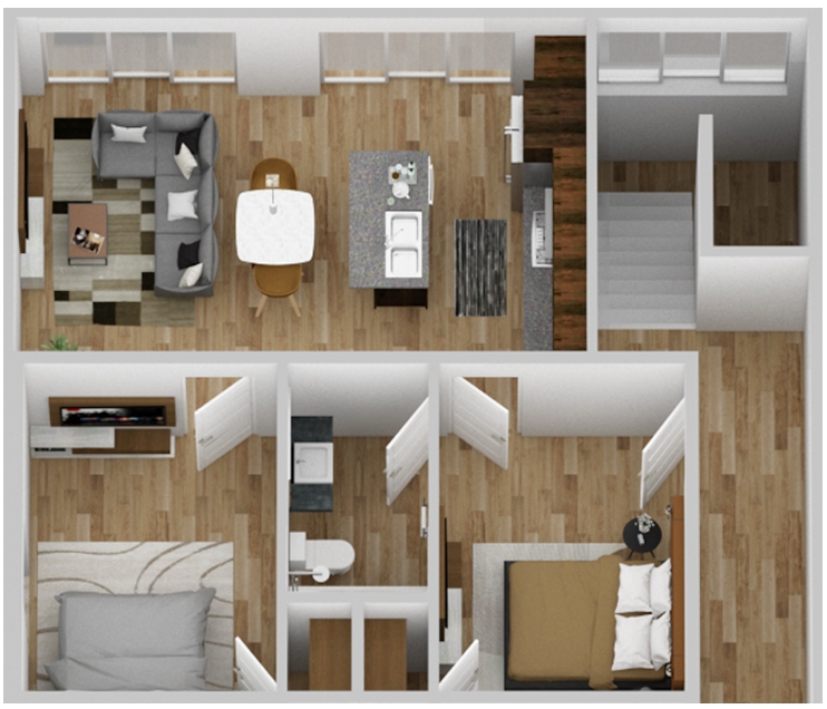 Actual image of newly remodeled floor plan.