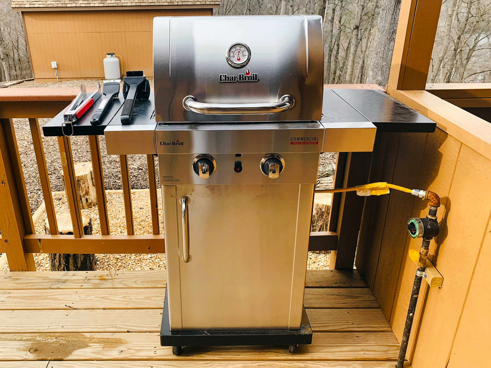 Propane grill on the deck—perfect for outdoor cooking and enjoying the mountain views!