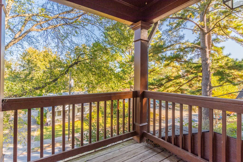 A cozy balcony retreat off the master for unwinding with a book or a drink after a day in Atlanta.