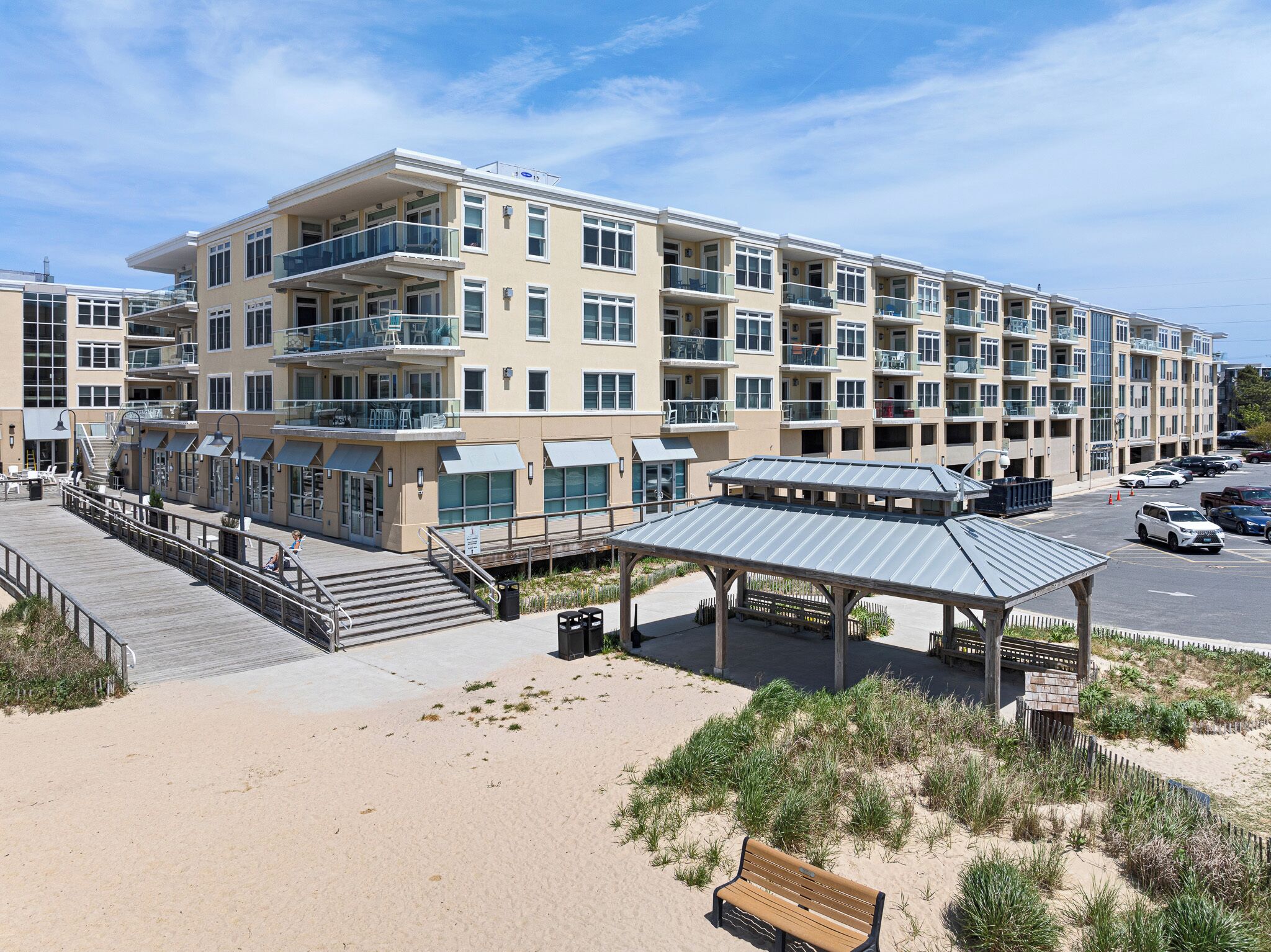 Bay beach and boardwalk