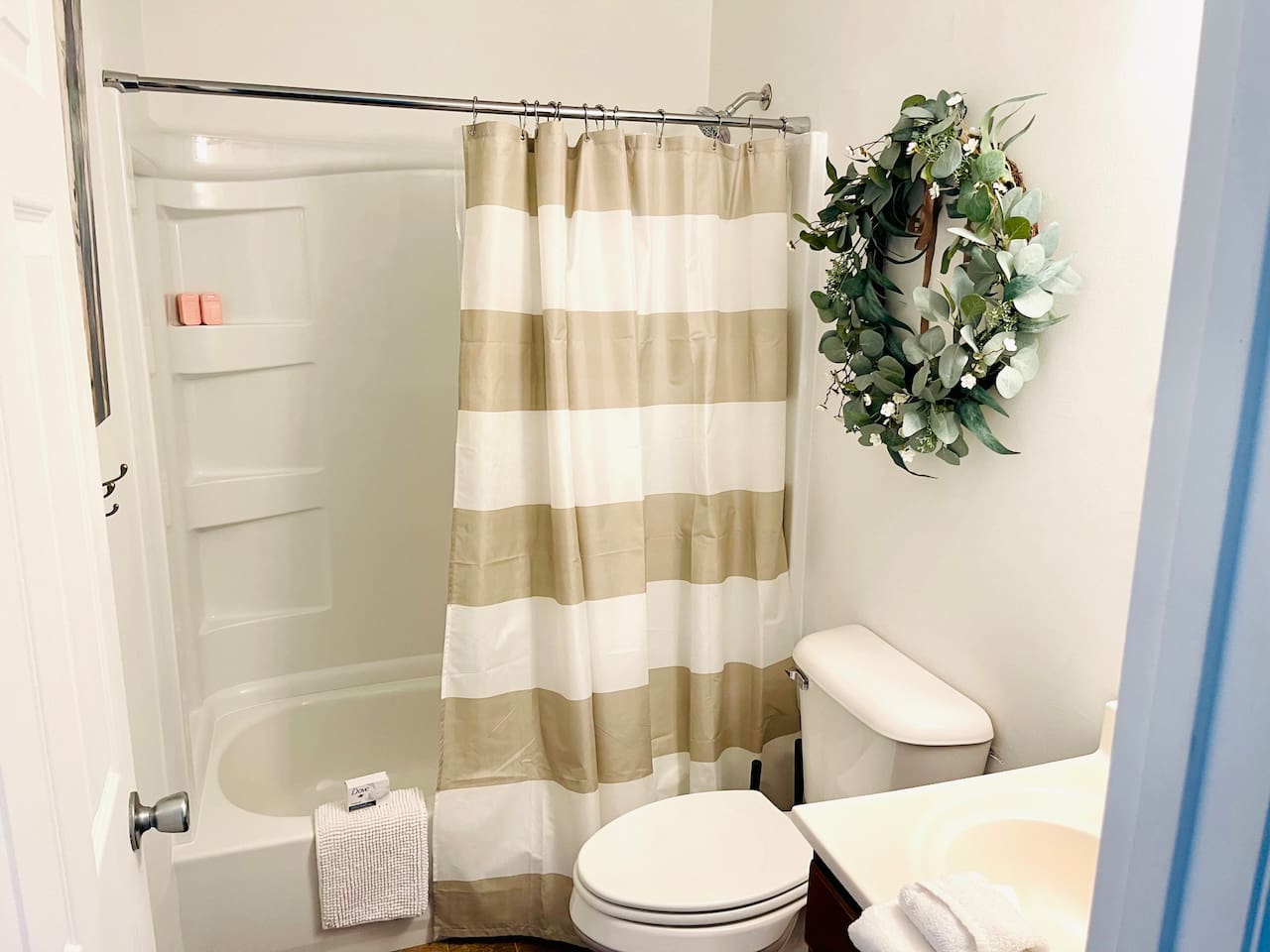 Full bathroom with tub and shower