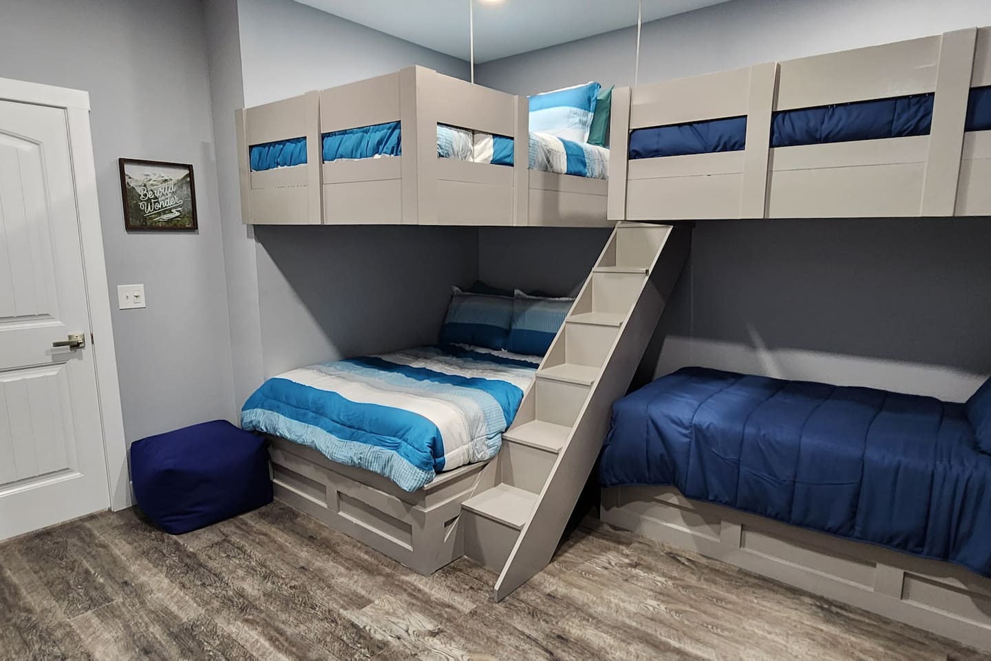 Fun custom bunks make this a favorite family space.
