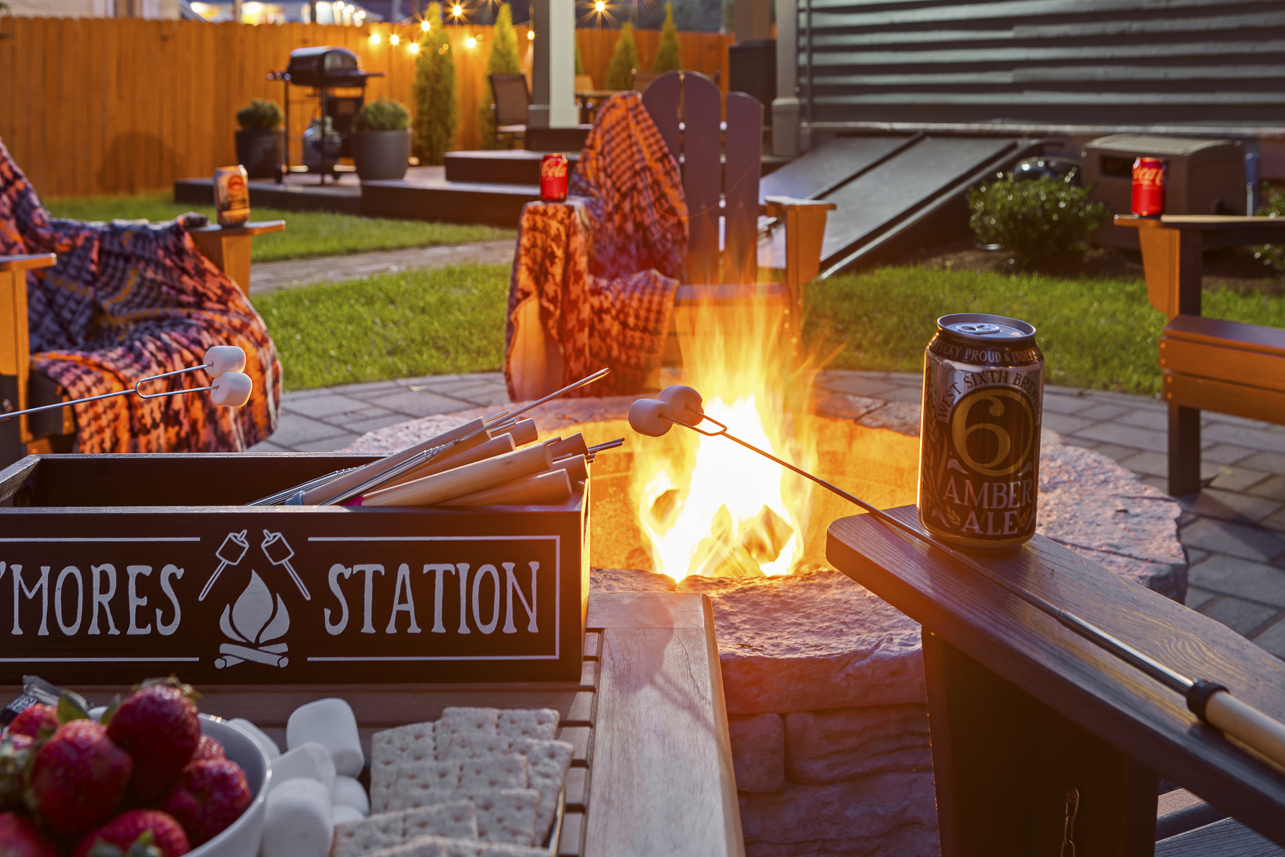 Roasting marshmallows over an open fire after a day on the Bourbon Trail is the perfect way to experience a Kentucky evening.