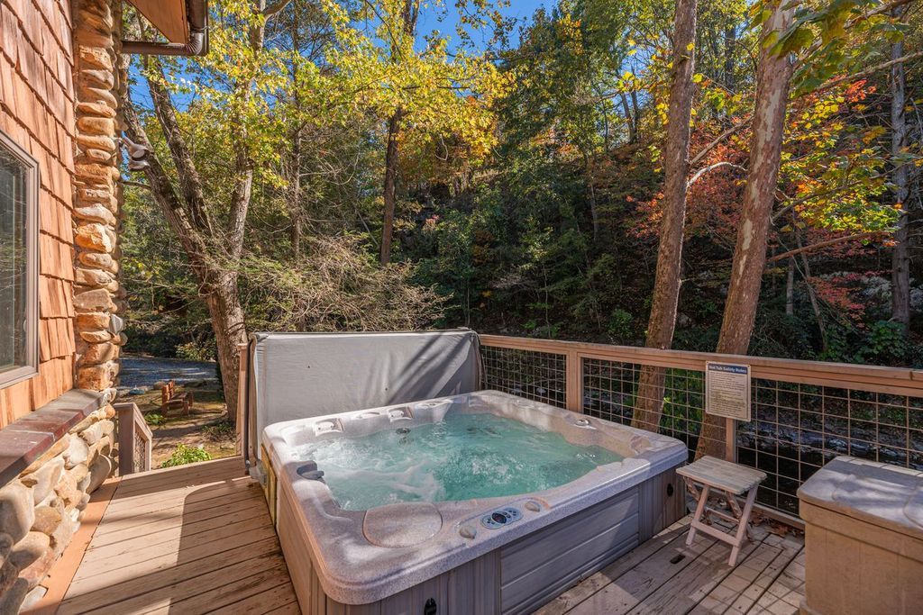 The hot tub is available all seasons of the year, a relaxing place to soak anytime. 