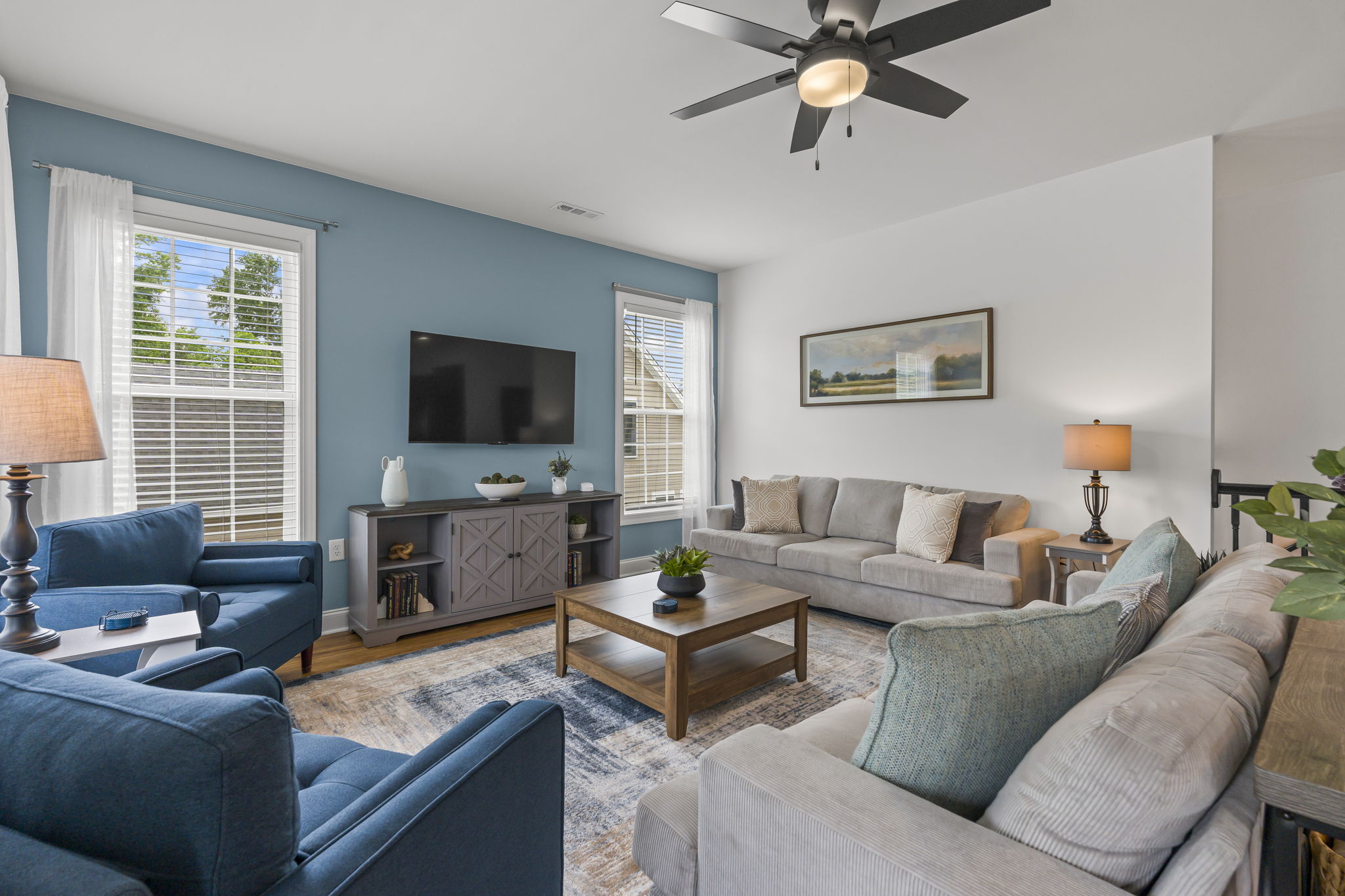 Newly renovated and designed living room.