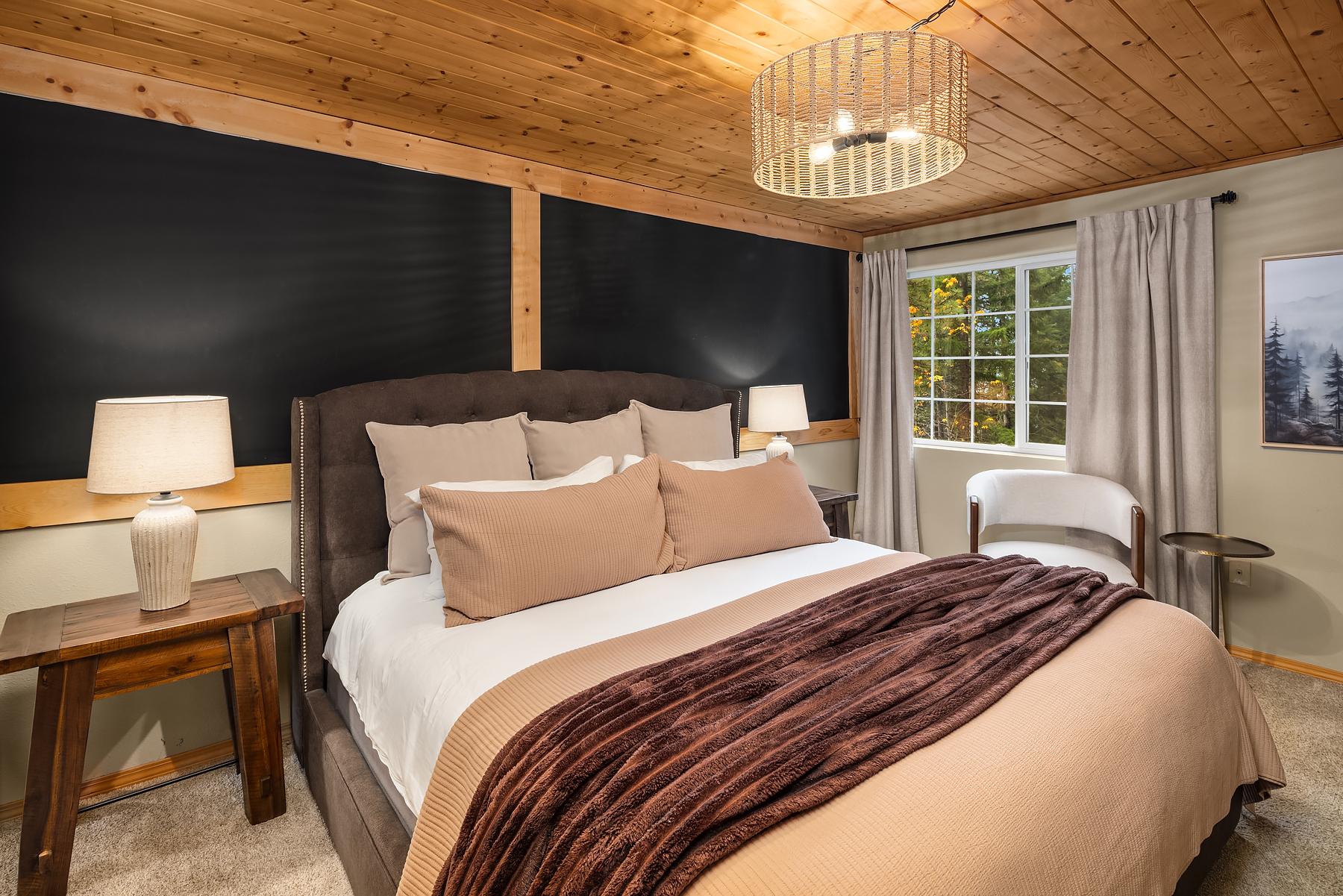 Bedroom #1: upstairs, king bed and portable AC unit