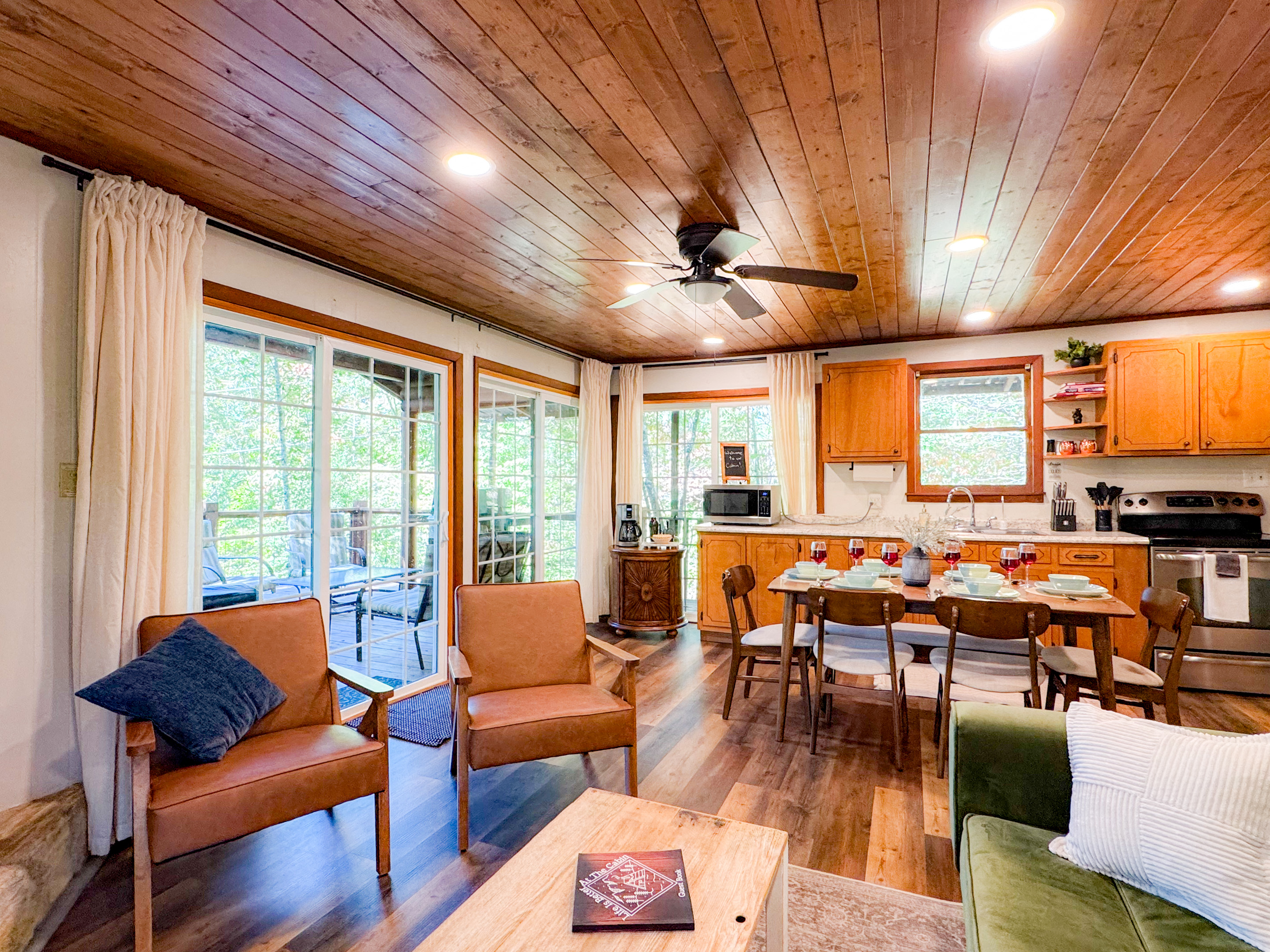 living room and dining area