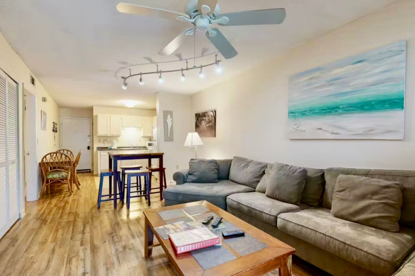 Living room open to the dining area