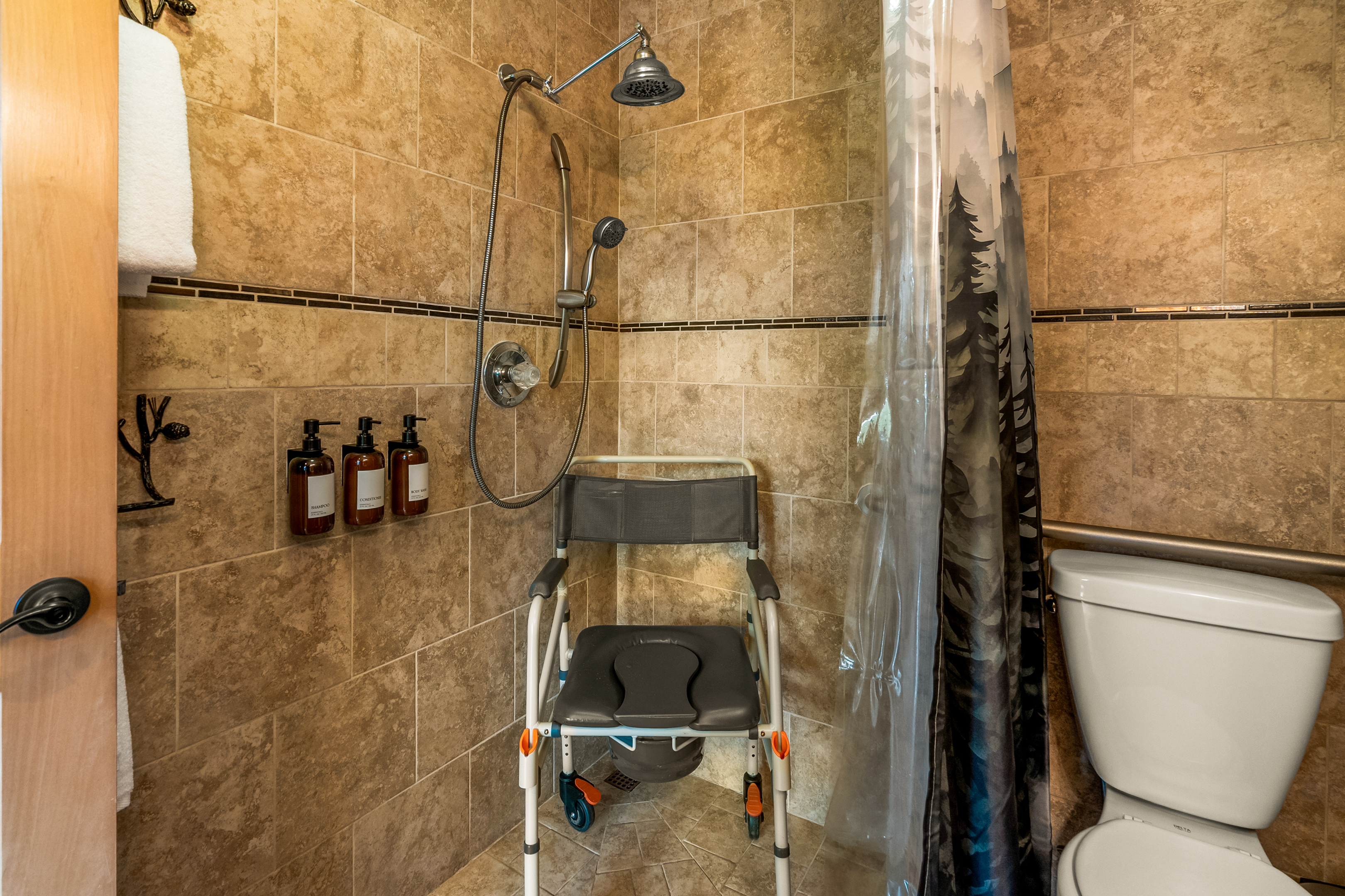Shower chair available upon request