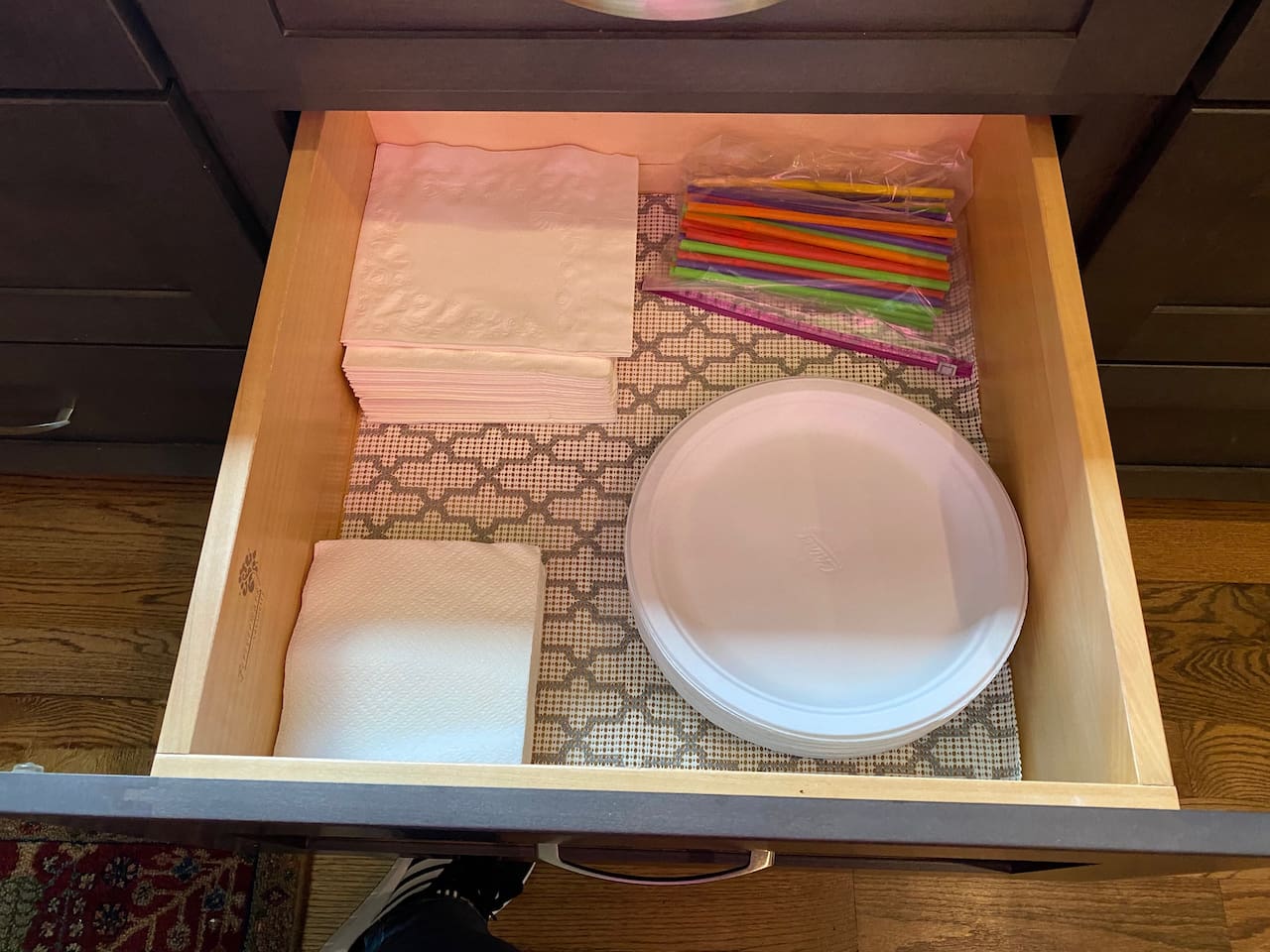 Paper plates/napkins and straws.