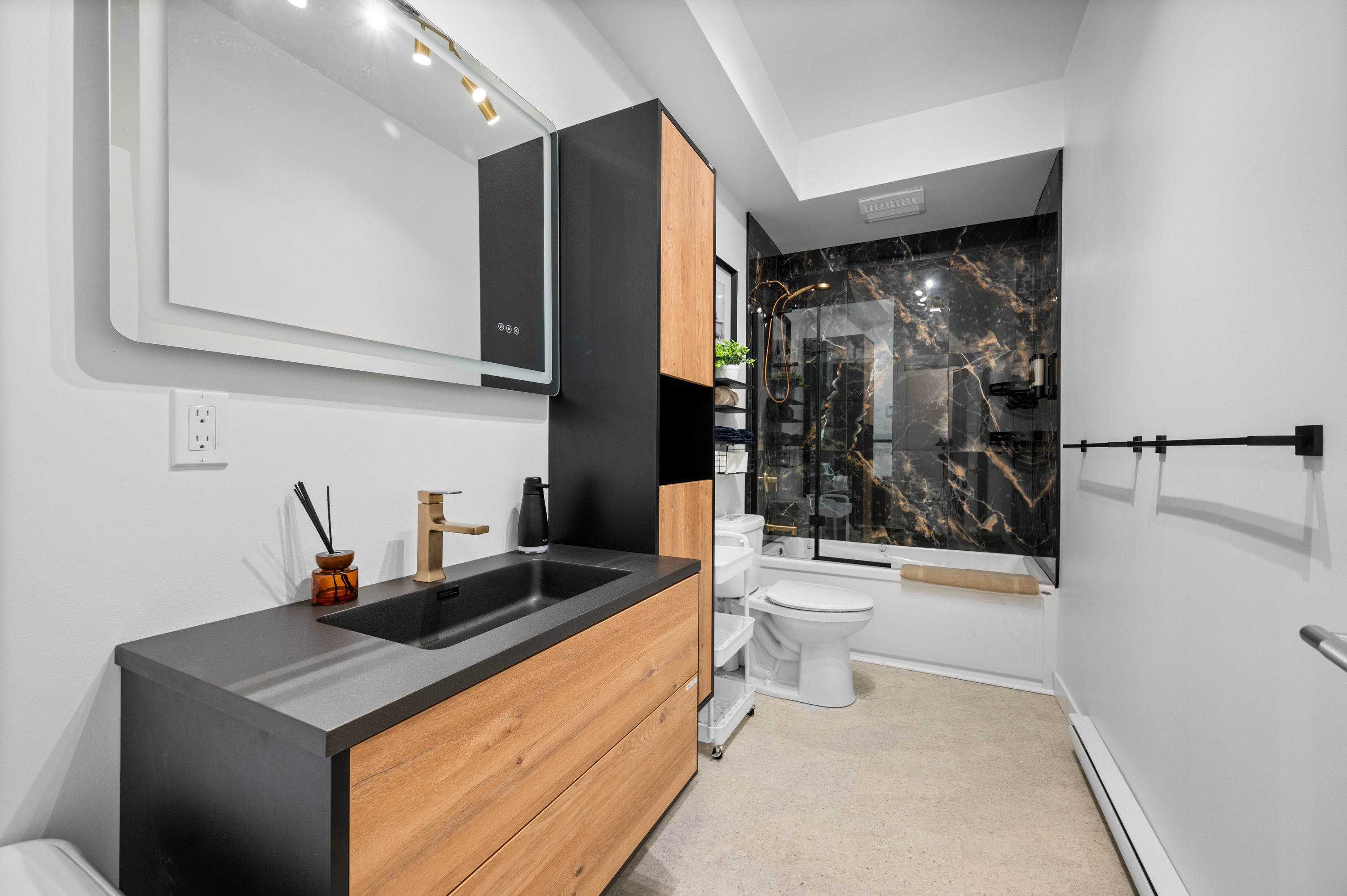 Spacious vanity makes getting ready simple daily
