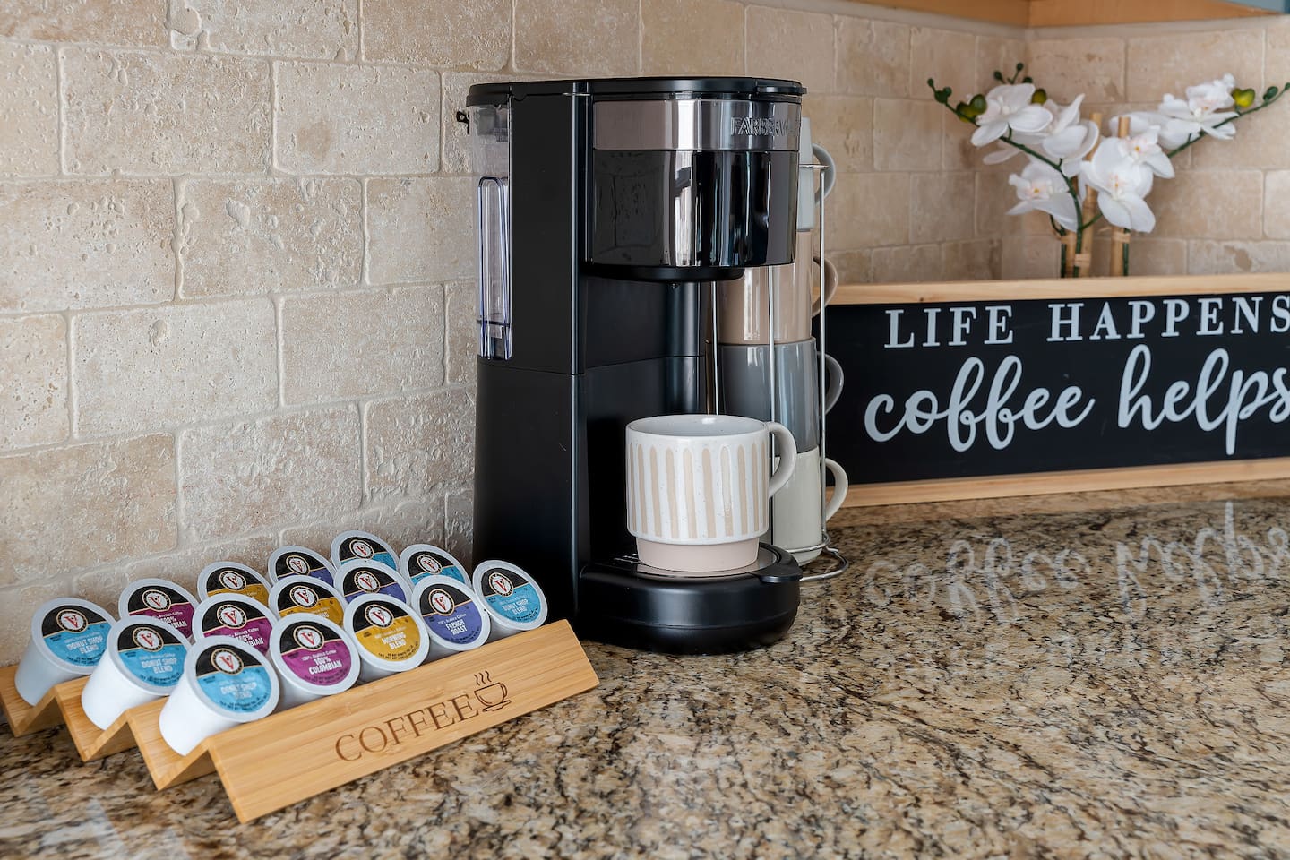 Enjoy the complimentary coffee station equipped with Keurig press. 