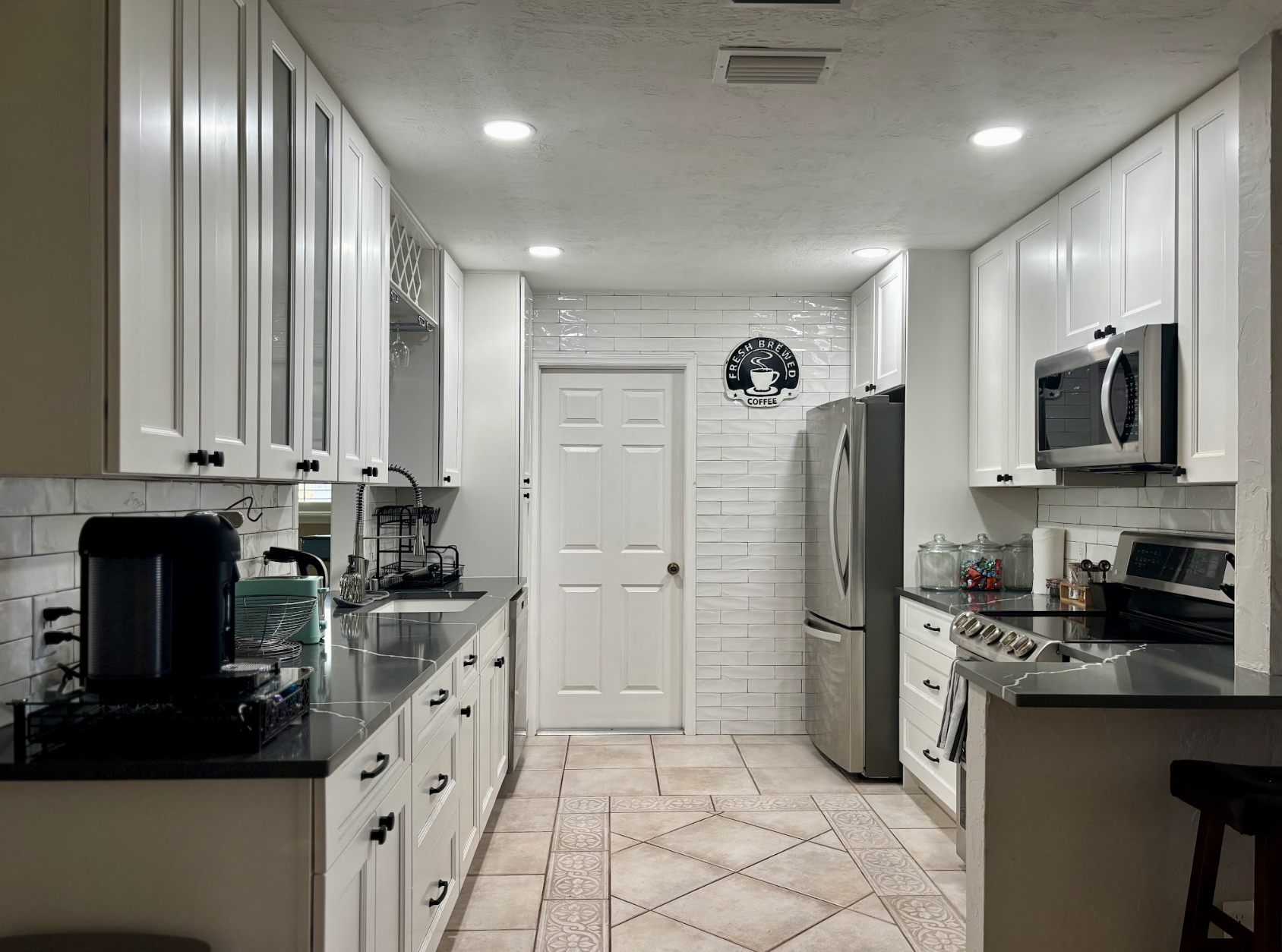 The kitchen is outfitted with all the essentials to make family meals together.