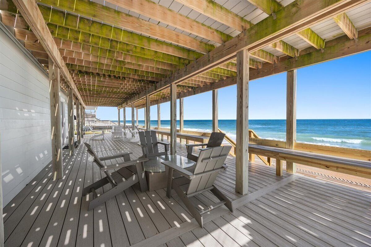 Lower deck provides shade - facing north