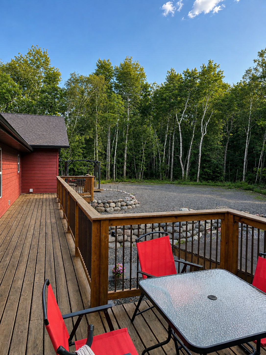 Deck that oversees back yard.