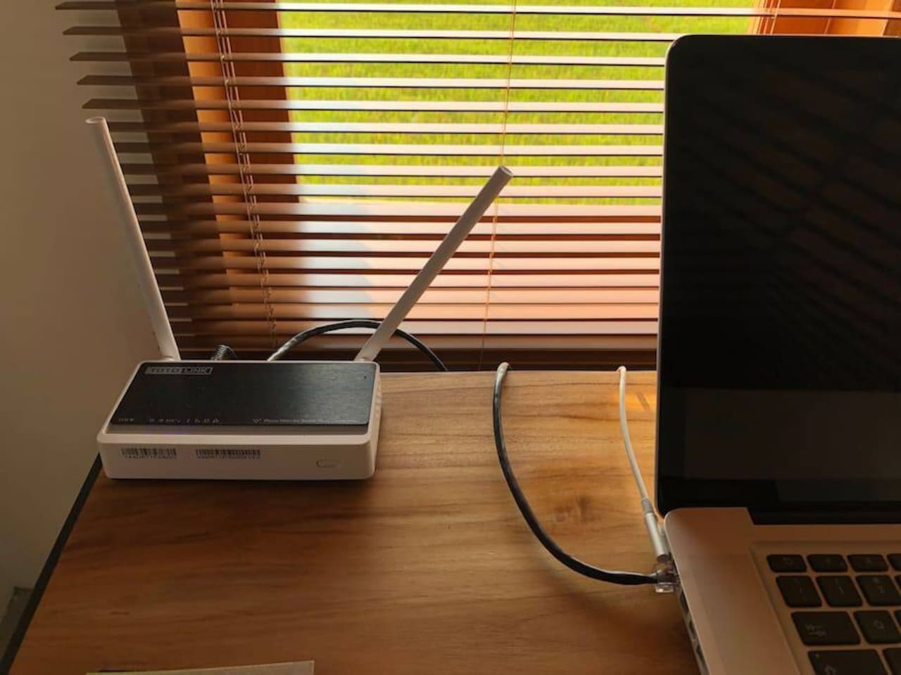 Of course, Wi-Fi is available, but for a faster connection, a router is placed on your desk, allowing you to connect via an Ethernet cable.