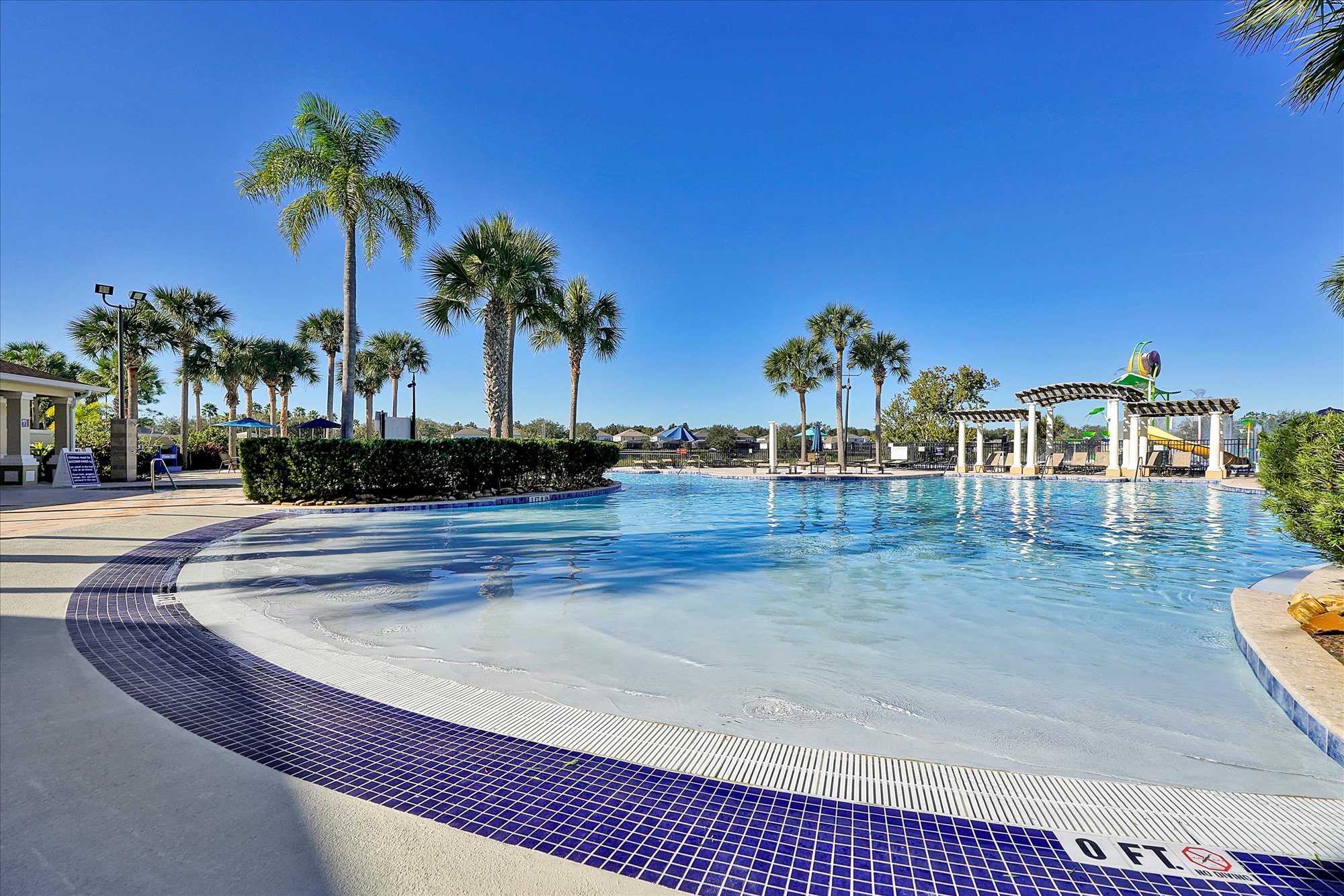 Wading entry at pool