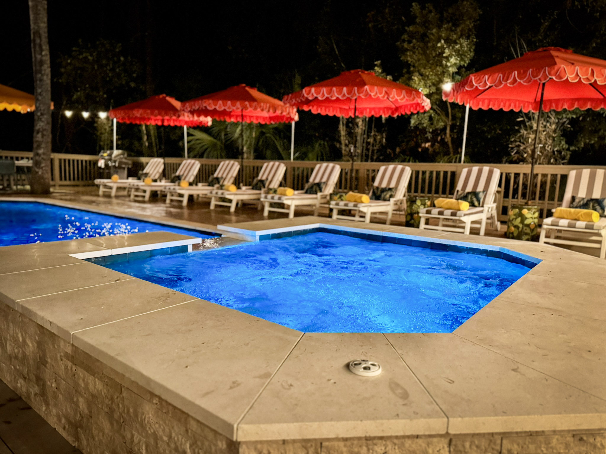 Night swims and spa soaks await